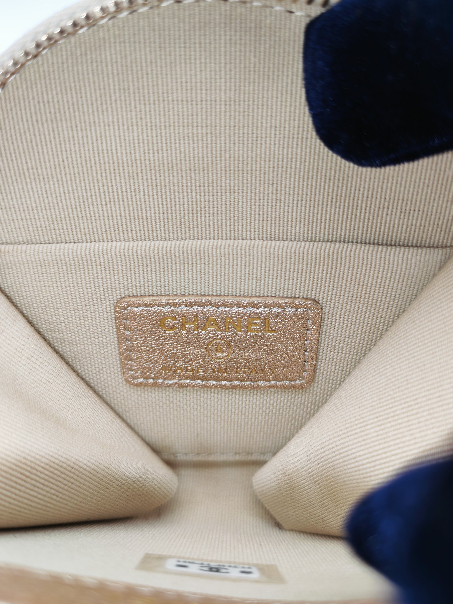 Chanel Round Clip-on Coin Purse and Airpods Case Set in Metallic Gold Quilted Lambskin Leather and Light Gold Hardware Microchip | Purse Maison Luxury Bags Shop