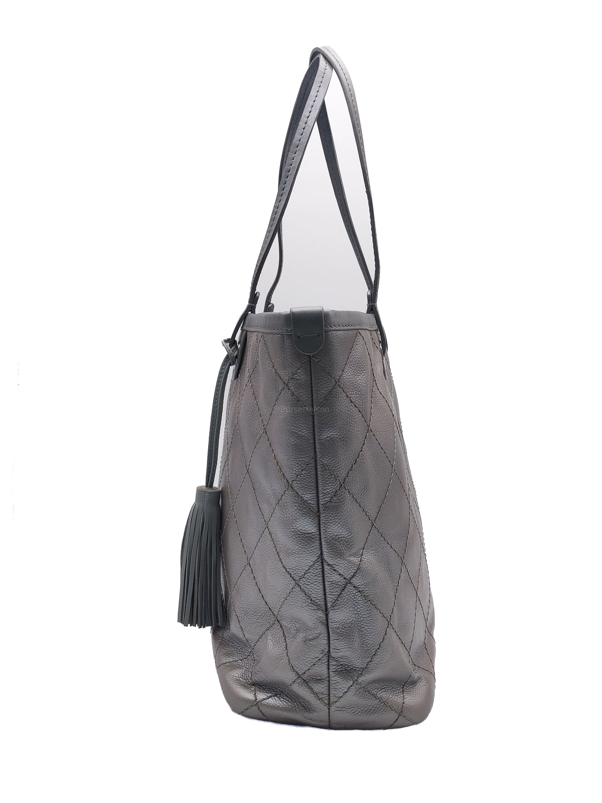 Chanel Shopping Fever Tote Bag in Silver Metallic Caviar Leather and Silver Hardware Series 20 | Purse Maison Luxury Bags Shop
