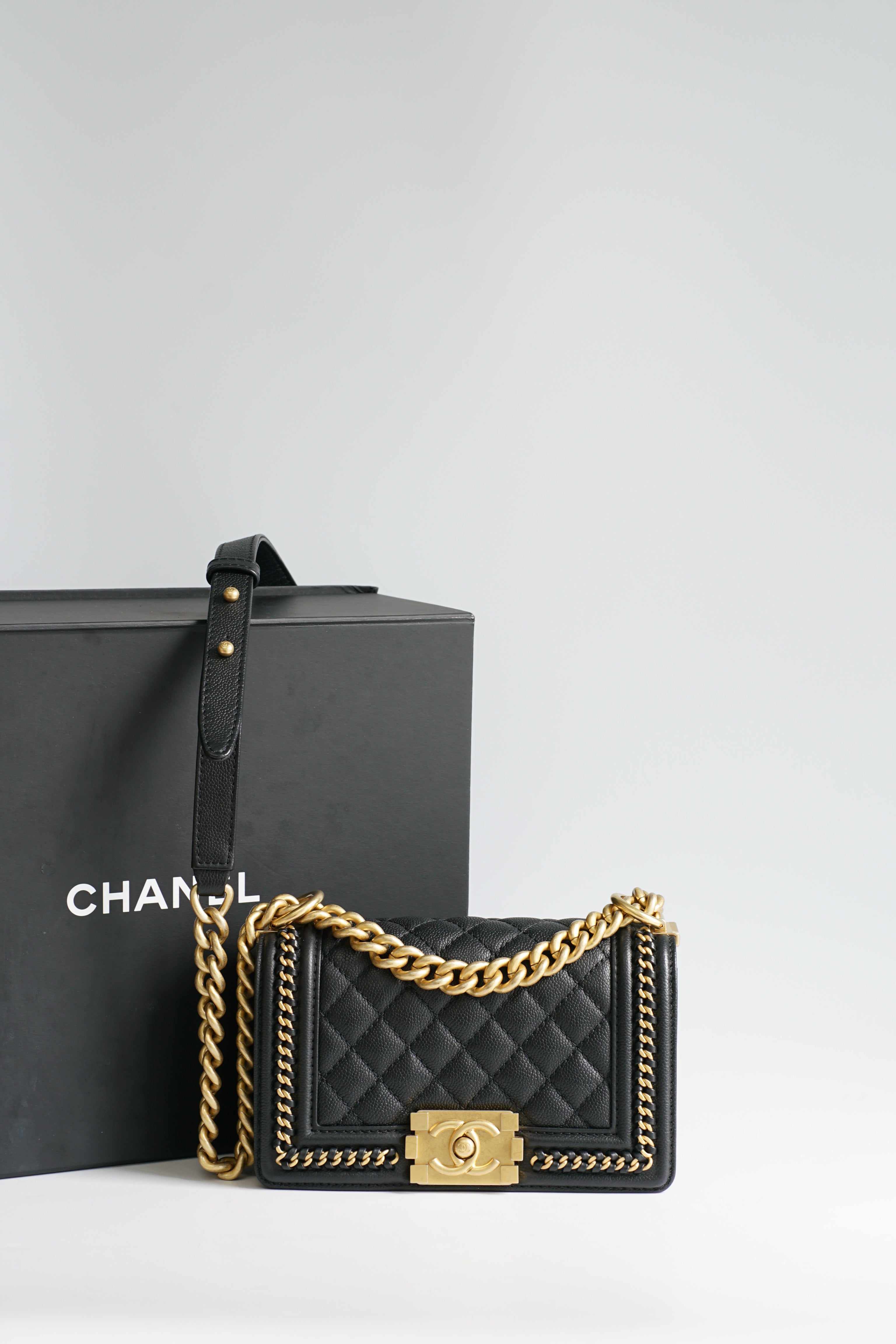 Chanel, Aged Calfskin So Black Boy Bag