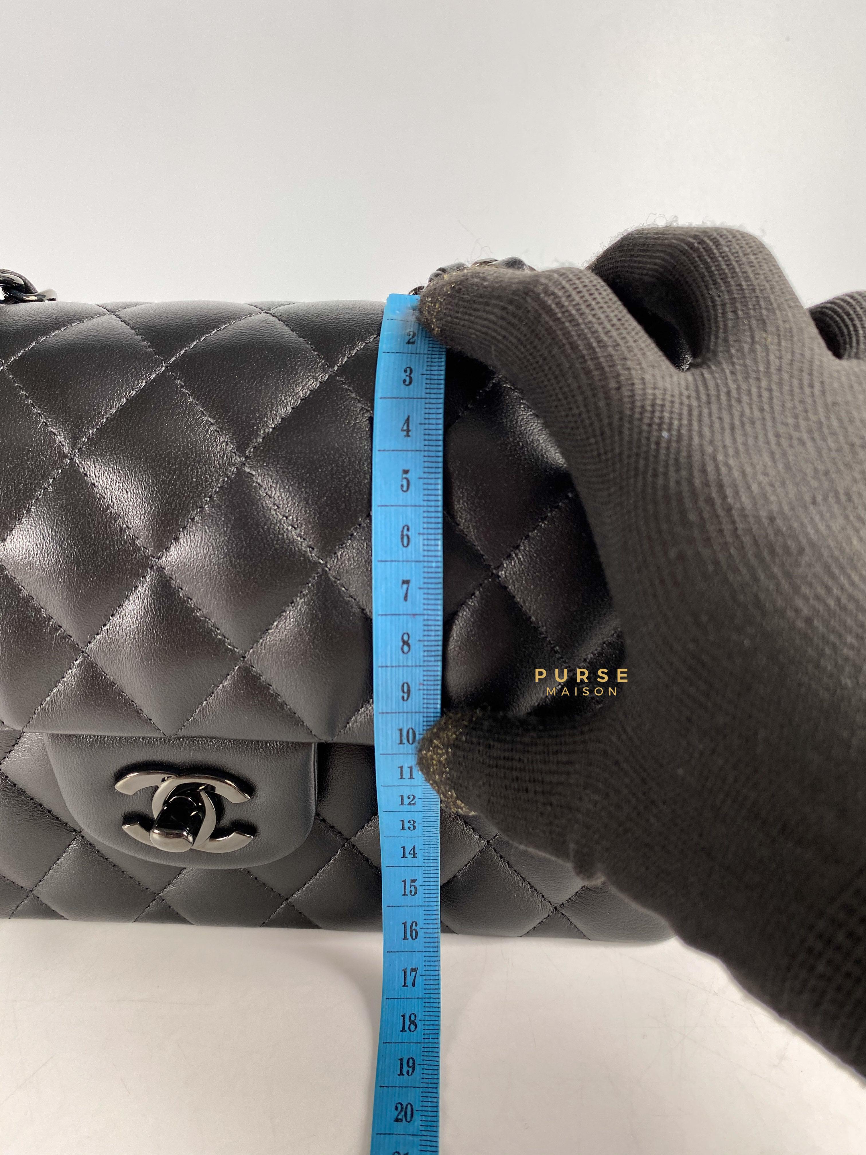 Chanel So Black Small Double Classic Flap in Lambskin Leather (Microchip) | Purse Maison Luxury Bags Shop
