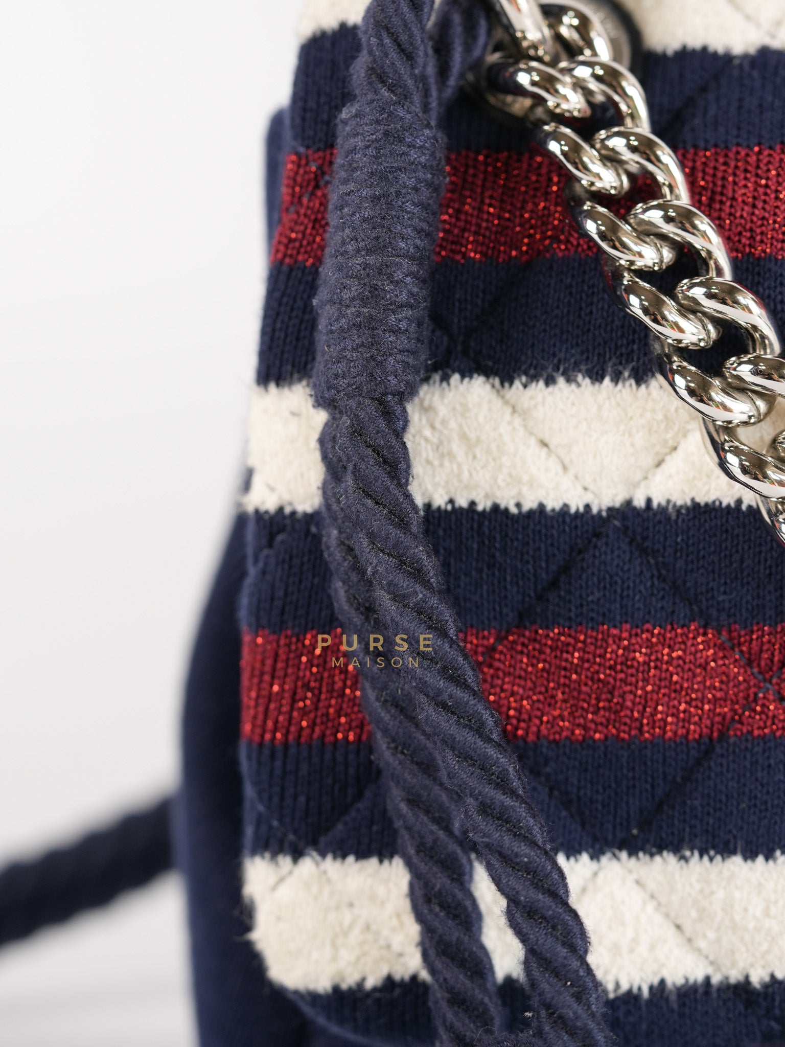 Stripe Flap Jumbo in Multicolor in Jersey Rope Silver Hardware Series 27 | Purse Maison Luxury Bags Shop