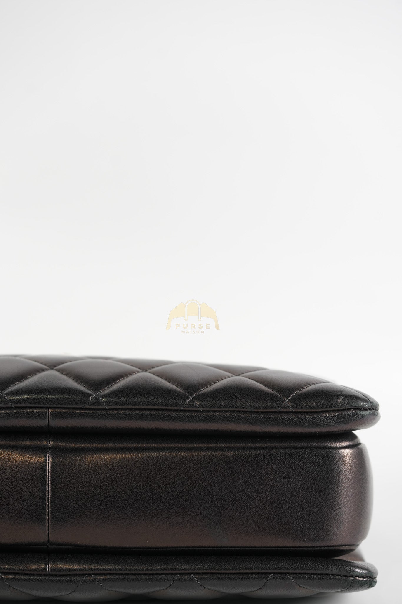 Trendy CC Top Handle Jumbo in Black Lambskin Light Gold Hardware (Series 19) | Purse Maison Luxury Bags Shop