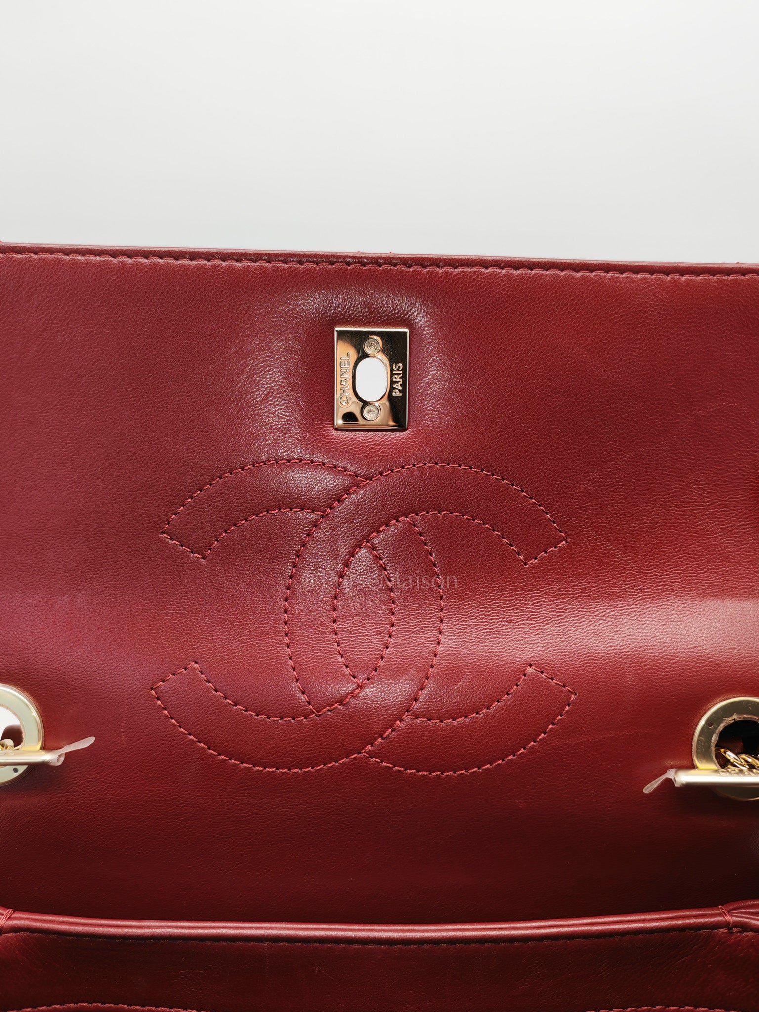 Chanel Trendy CC Top Handle Small in Burgundy Lambskin Leather Light Gold Hardware (Series 28) | Purse Maison Luxury Bags Shop