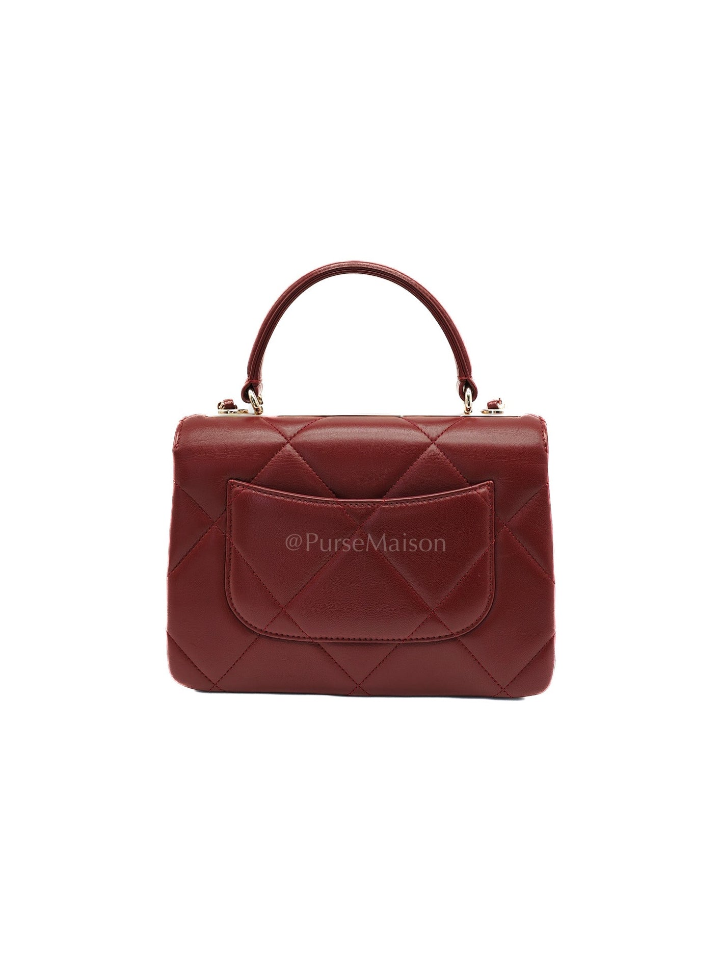 Chanel Trendy CC Top Handle Small in Burgundy Lambskin Leather Light Gold Hardware (Series 28) | Purse Maison Luxury Bags Shop