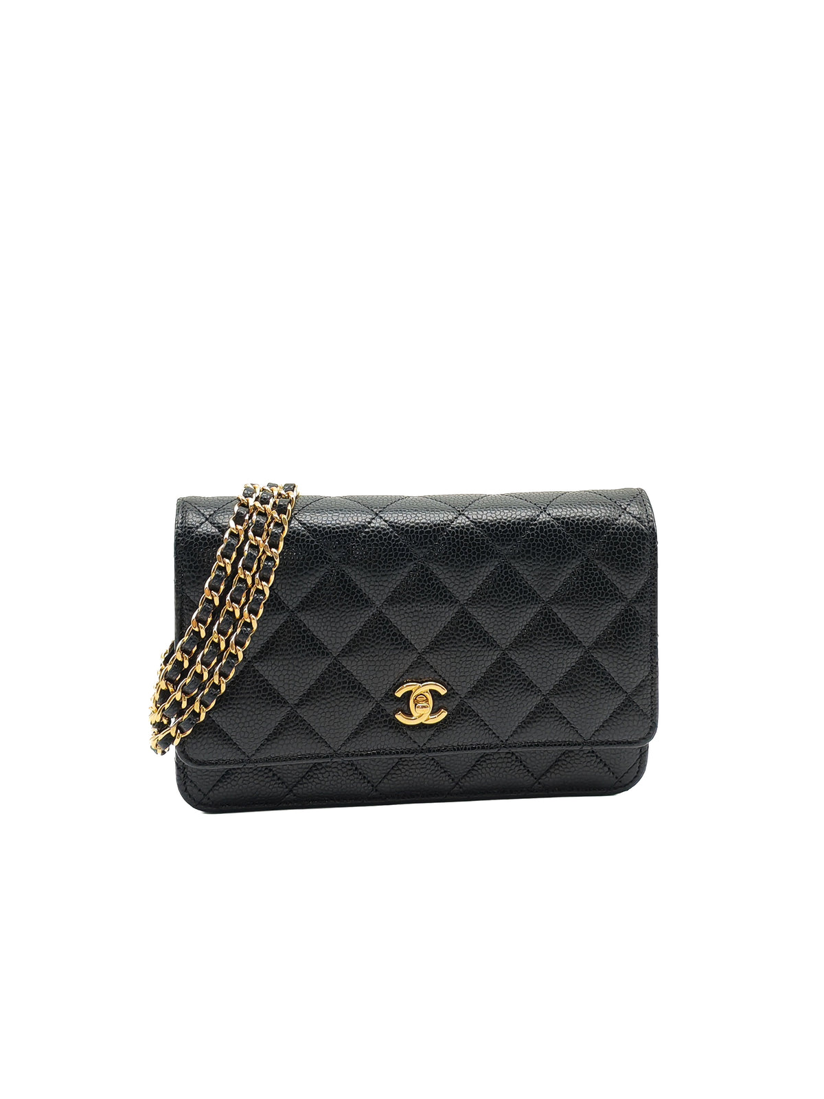 Chanel Turn Lock Wallet on Chain (WOC) in Black Caviar Leather Gold Hardware Microchip (AE****E4) | Purse Maison Luxury Bags Shop
