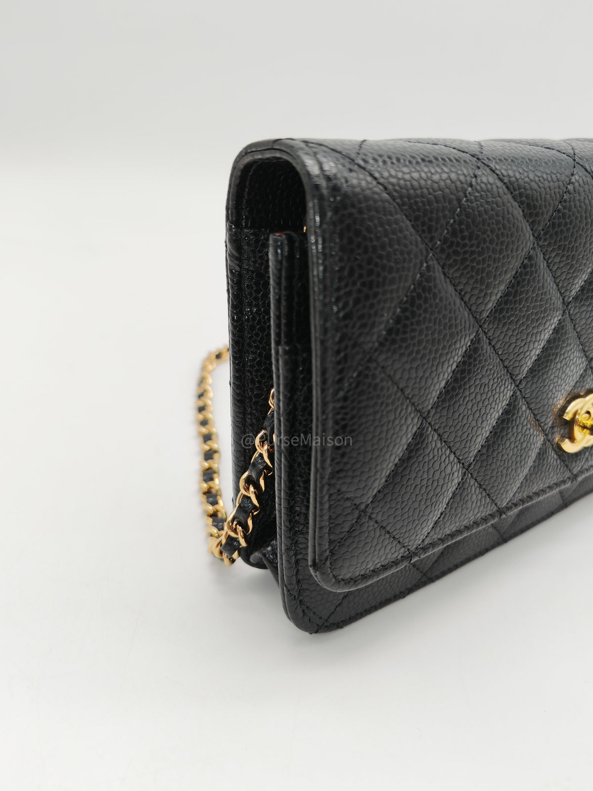 Chanel Turn Lock Wallet On Chain (WOC) in Black Caviar Leather Gold Hardware Microchip (GG****2G) | Purse Maison Luxury Bags Shop