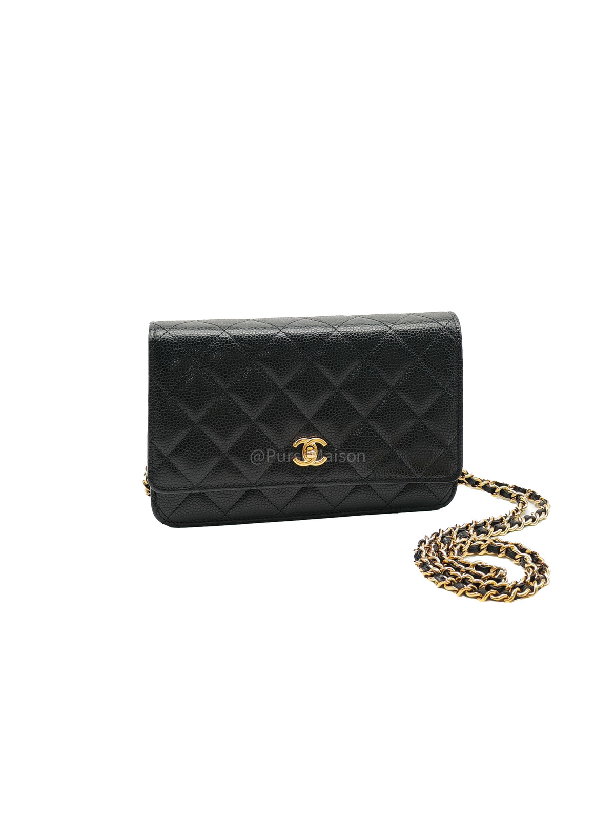 Chanel Turn Lock Wallet On Chain (WOC) in Black Caviar Leather Gold Hardware Microchip (GG****2G) | Purse Maison Luxury Bags Shop
