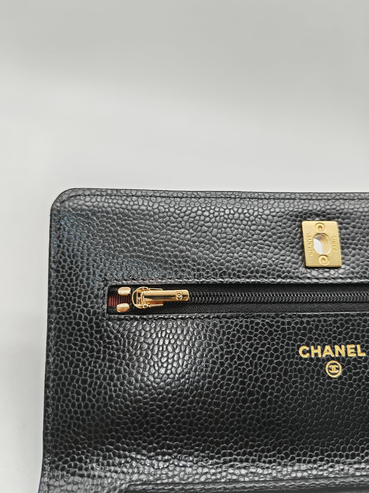 Chanel Turn Lock Wallet On Chain (WOC) in Black Caviar Leather Gold Hardware Microchip (GG****2G) | Purse Maison Luxury Bags Shop