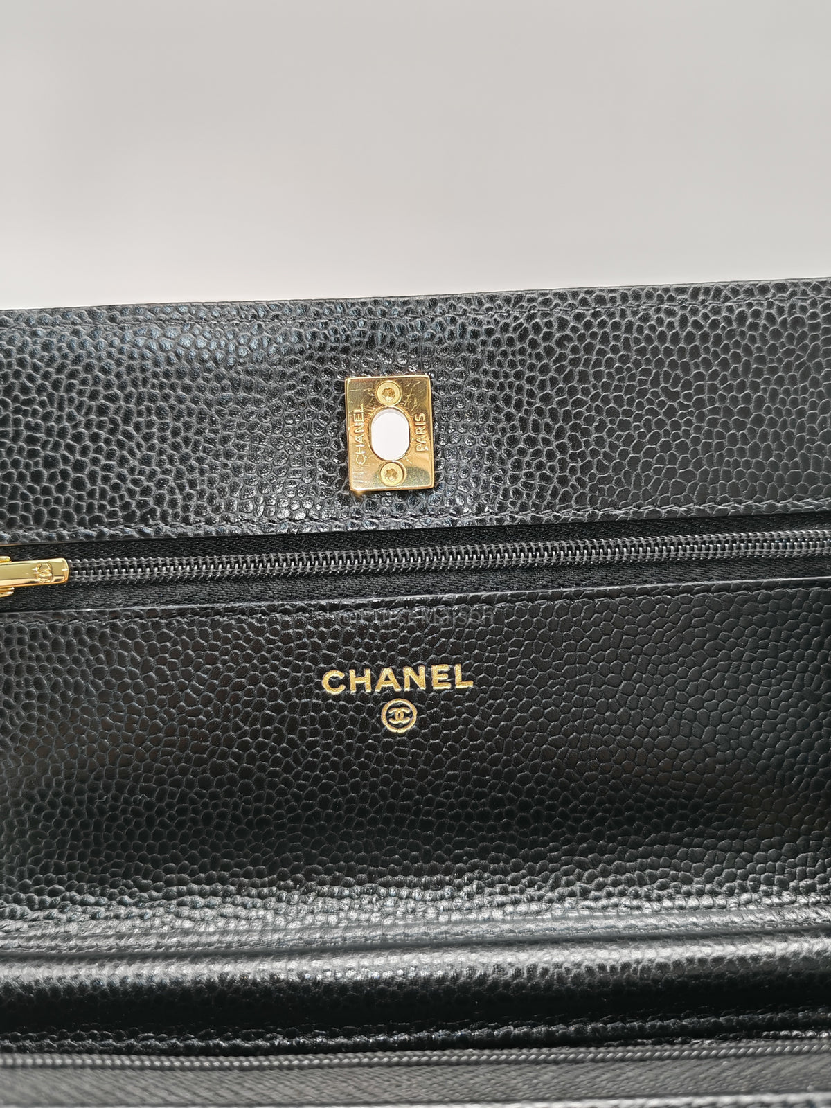 Chanel Turn Lock Wallet On Chain (WOC) in Black Caviar Leather Gold Hardware Microchip (GG****2G) | Purse Maison Luxury Bags Shop
