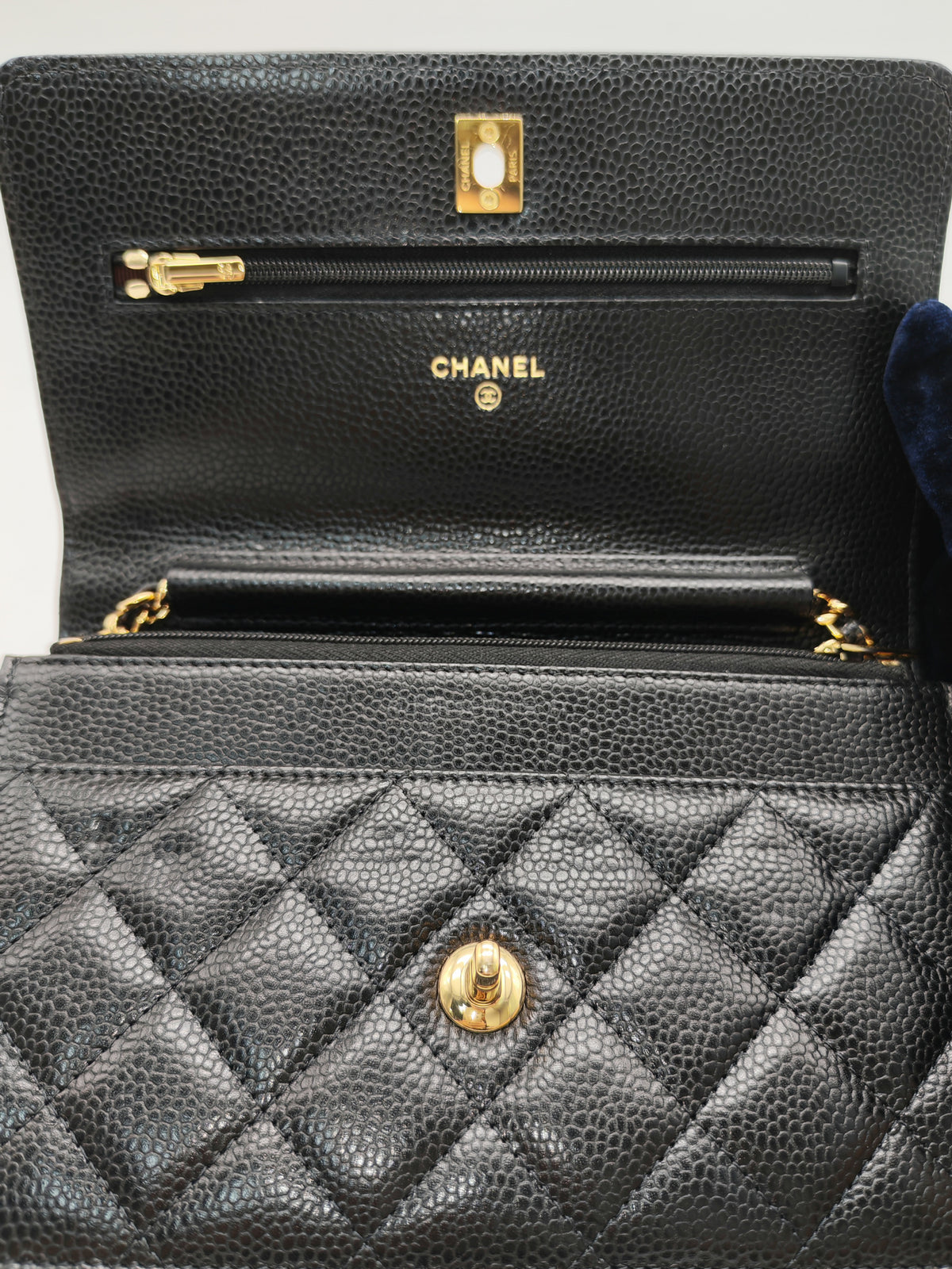 Chanel Turn Lock Wallet On Chain (WOC) in Black Caviar Leather Gold Hardware Microchip (GG****2G) | Purse Maison Luxury Bags Shop