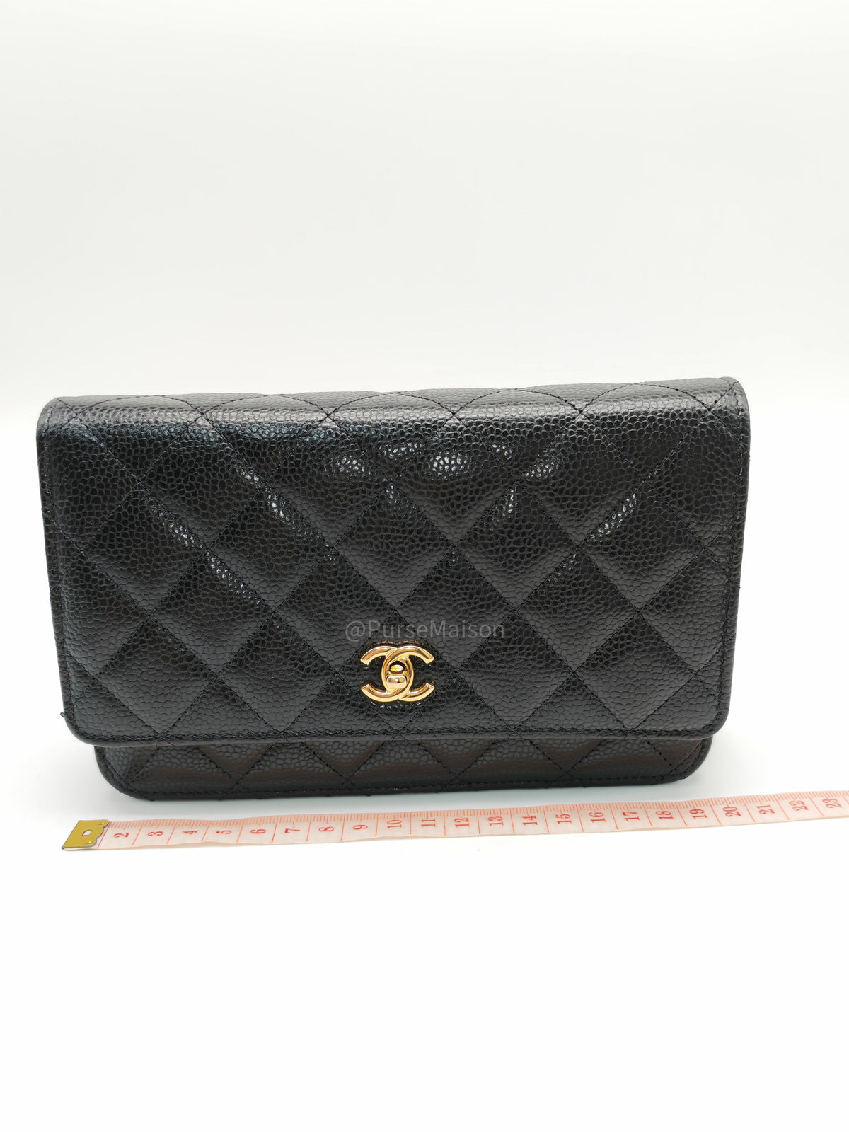Chanel Turn Lock Wallet On Chain (WOC) in Black Caviar Leather Gold Hardware Microchip (GG****2G) | Purse Maison Luxury Bags Shop
