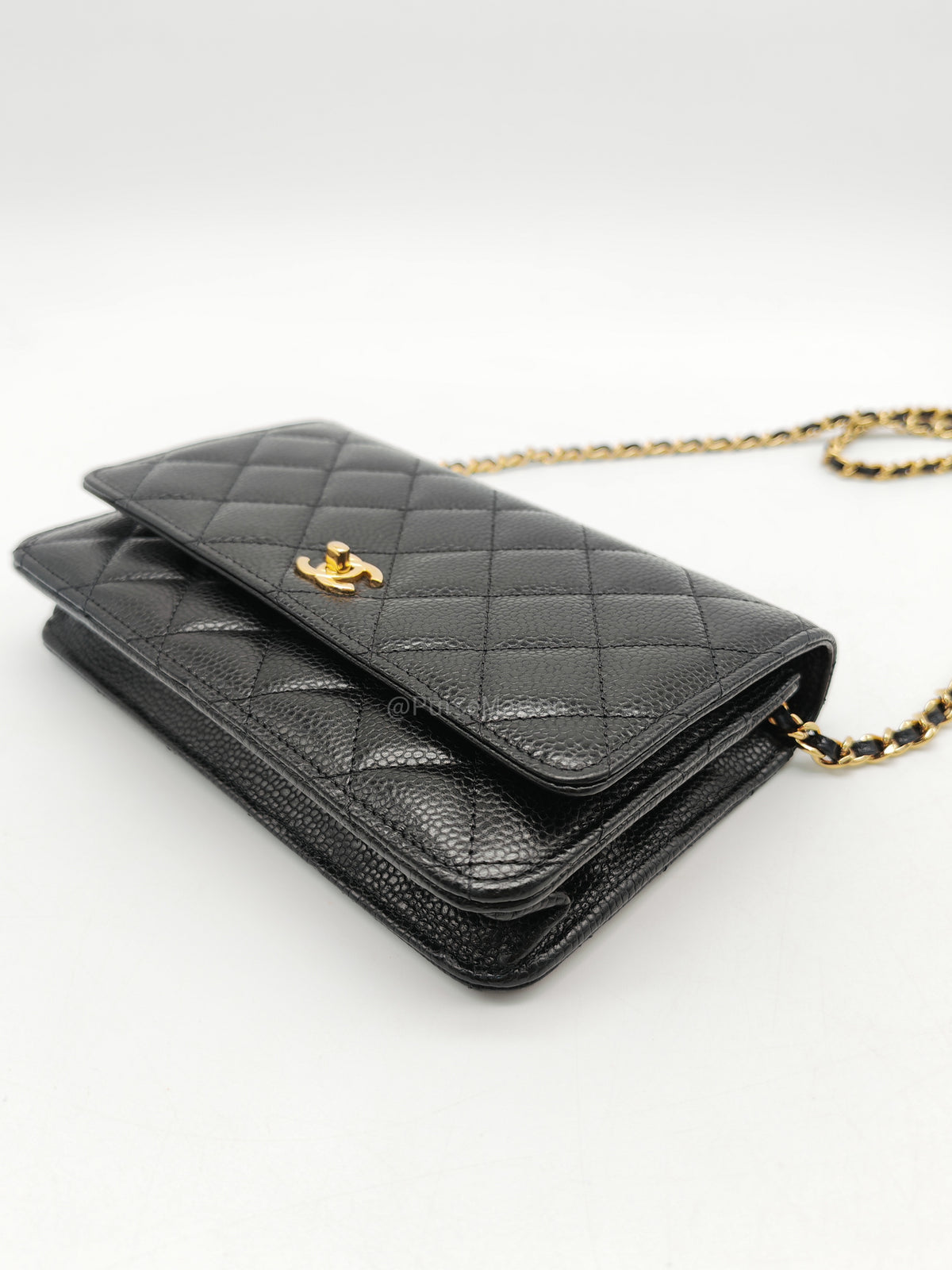 Chanel Turn Lock Wallet On Chain (WOC) in Black Caviar Leather Gold Hardware Microchip (GG****2G) | Purse Maison Luxury Bags Shop