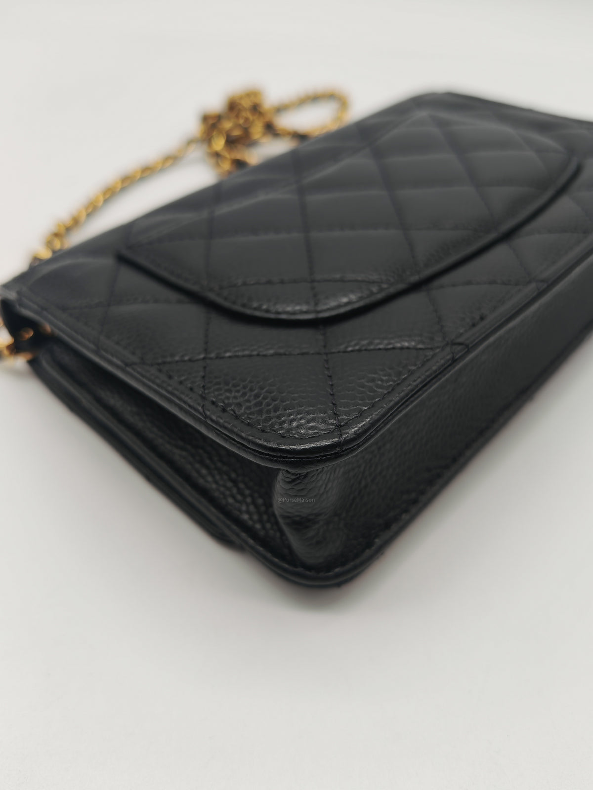 Chanel Turn Lock Wallet on Chain (WOC) in Black Caviar Leather Gold Hardware (Microchip) | Purse Maison Luxury Bags Shop