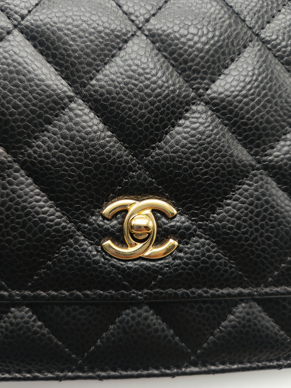Chanel Turn Lock Wallet on Chain (WOC) in Black Caviar Leather Gold Hardware (Microchip) | Purse Maison Luxury Bags Shop