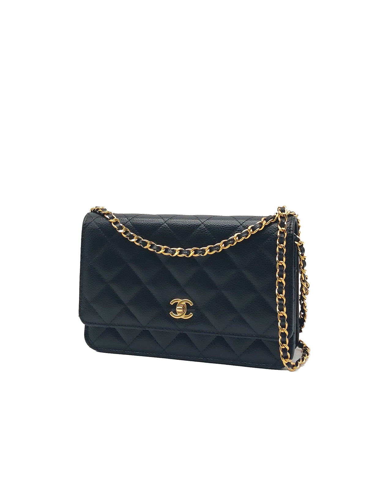 Chanel Turn Lock Wallet on Chain (WOC) in Black Caviar Leather Gold Hardware (Microchip) | Purse Maison Luxury Bags Shop
