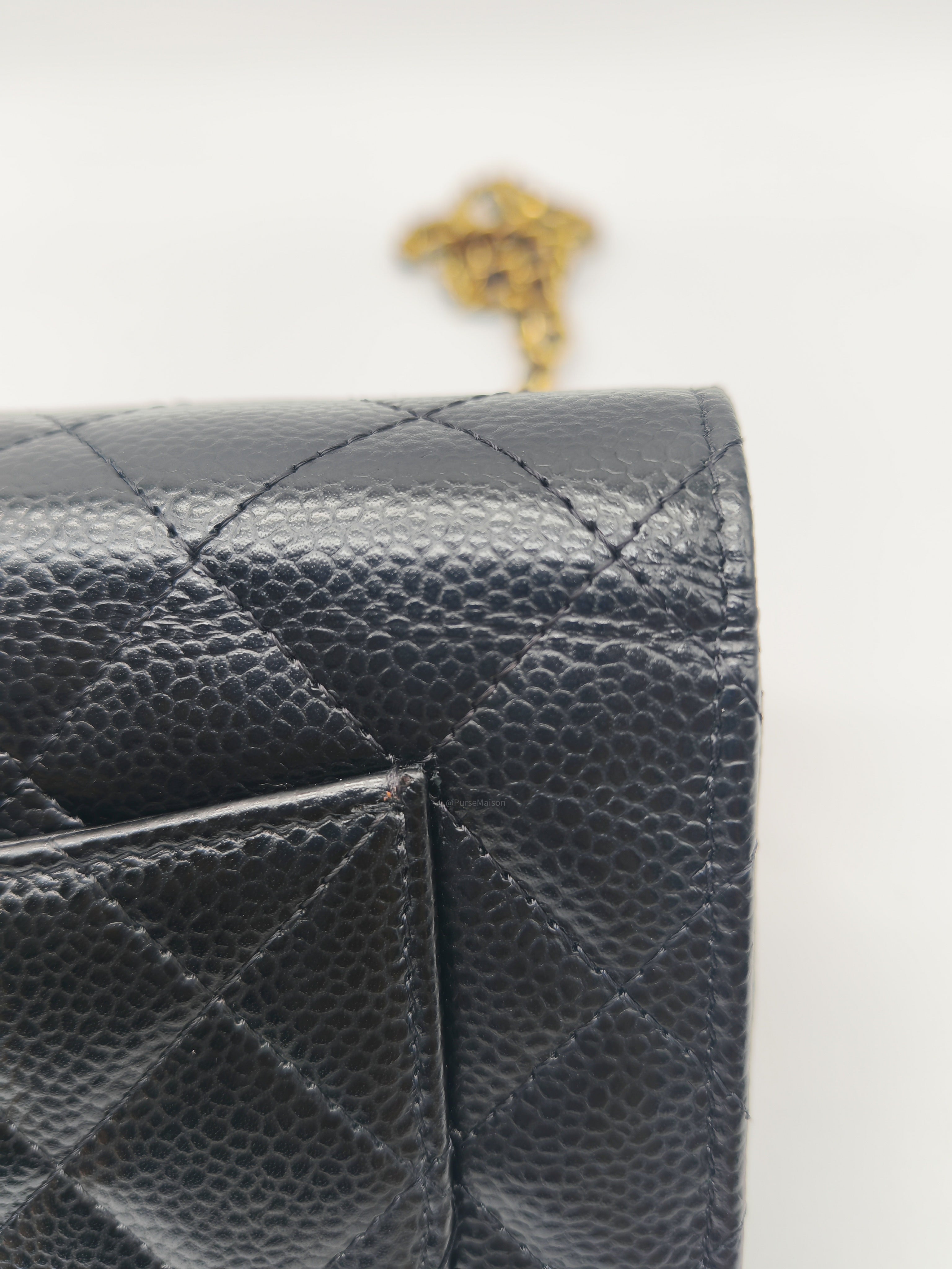 Chanel Turn Lock Wallet on Chain (WOC) in Black Caviar Leather Gold Hardware (Microchip) | Purse Maison Luxury Bags Shop