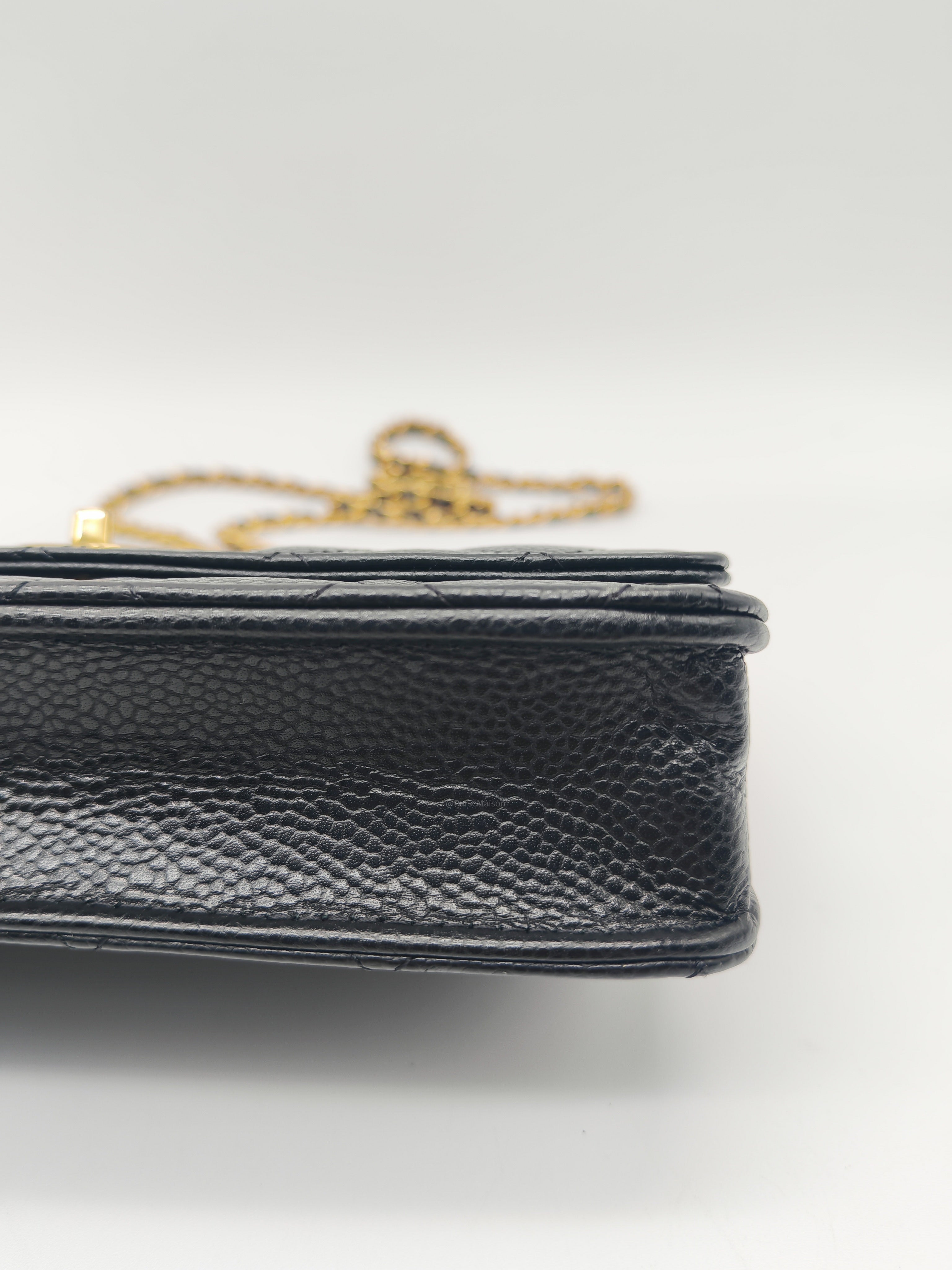 Chanel Turn Lock Wallet on Chain (WOC) in Black Caviar Leather Gold Hardware (Microchip) | Purse Maison Luxury Bags Shop