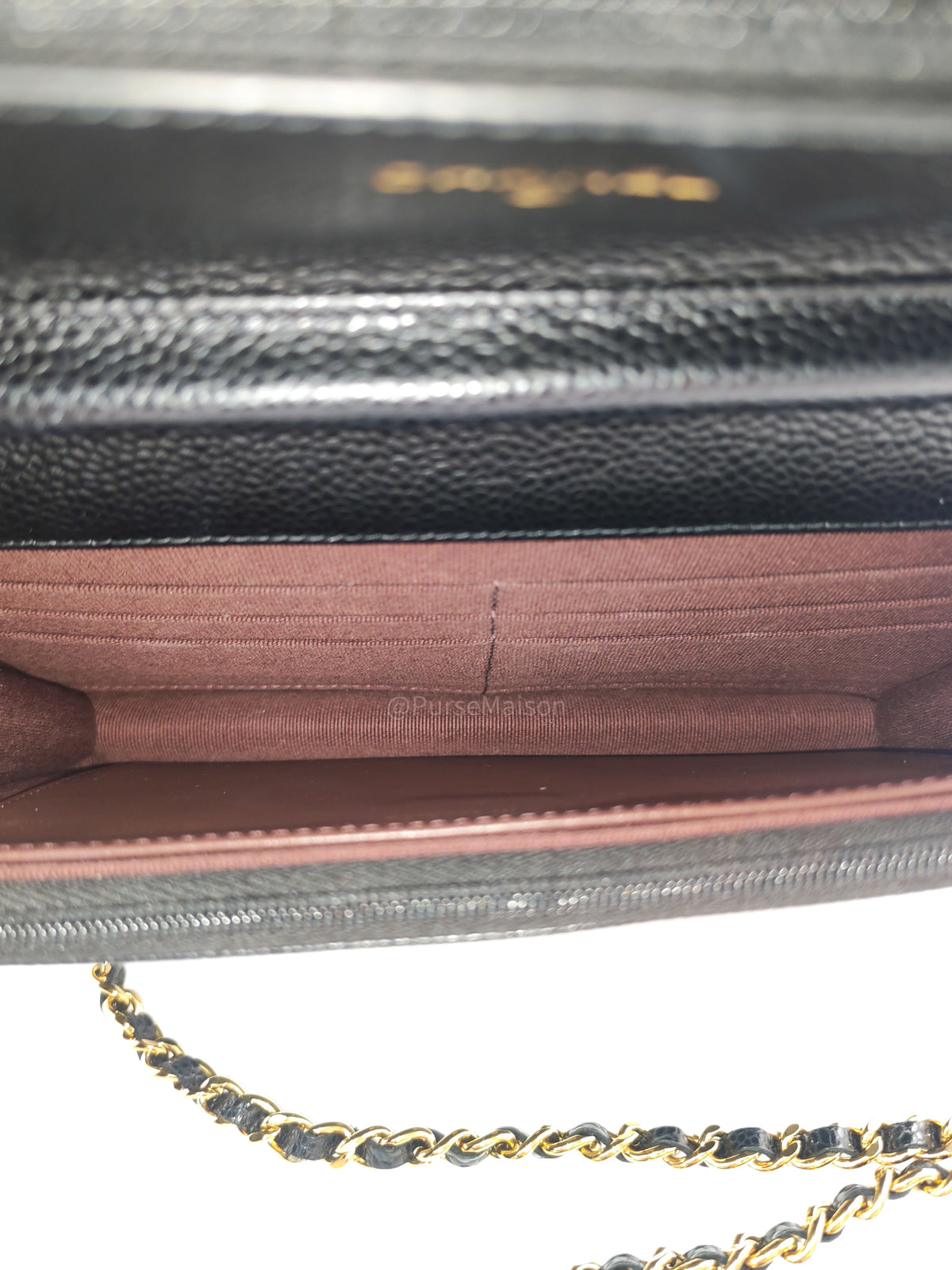 Chanel Turn Lock Wallet On Chain (WOC) in Black Caviar Leather Gold Hardware (Microchip) | Purse Maison Luxury Bags Shop