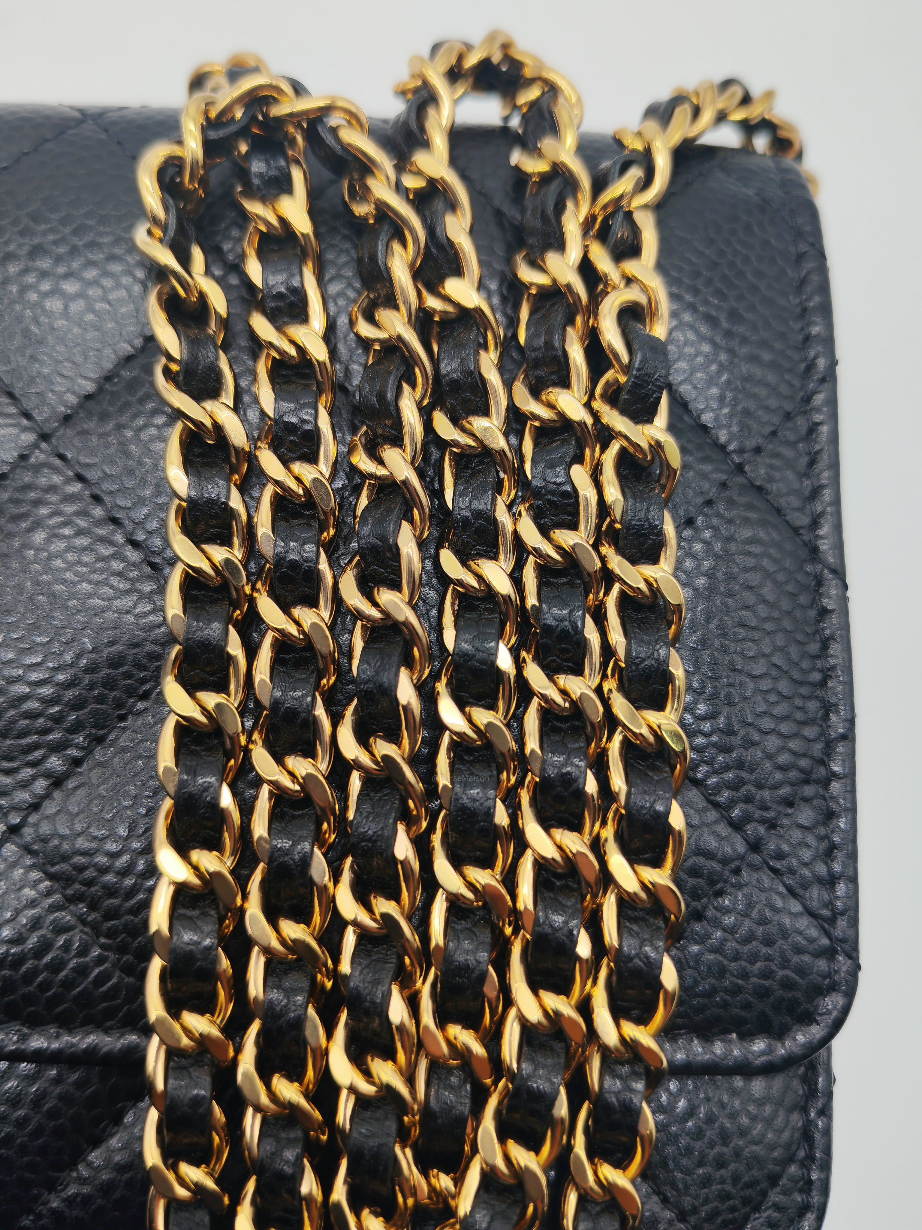Chanel Turn Lock Wallet on Chain (WOC) in Black Caviar Leather Gold Hardware (Microchip) | Purse Maison Luxury Bags Shop