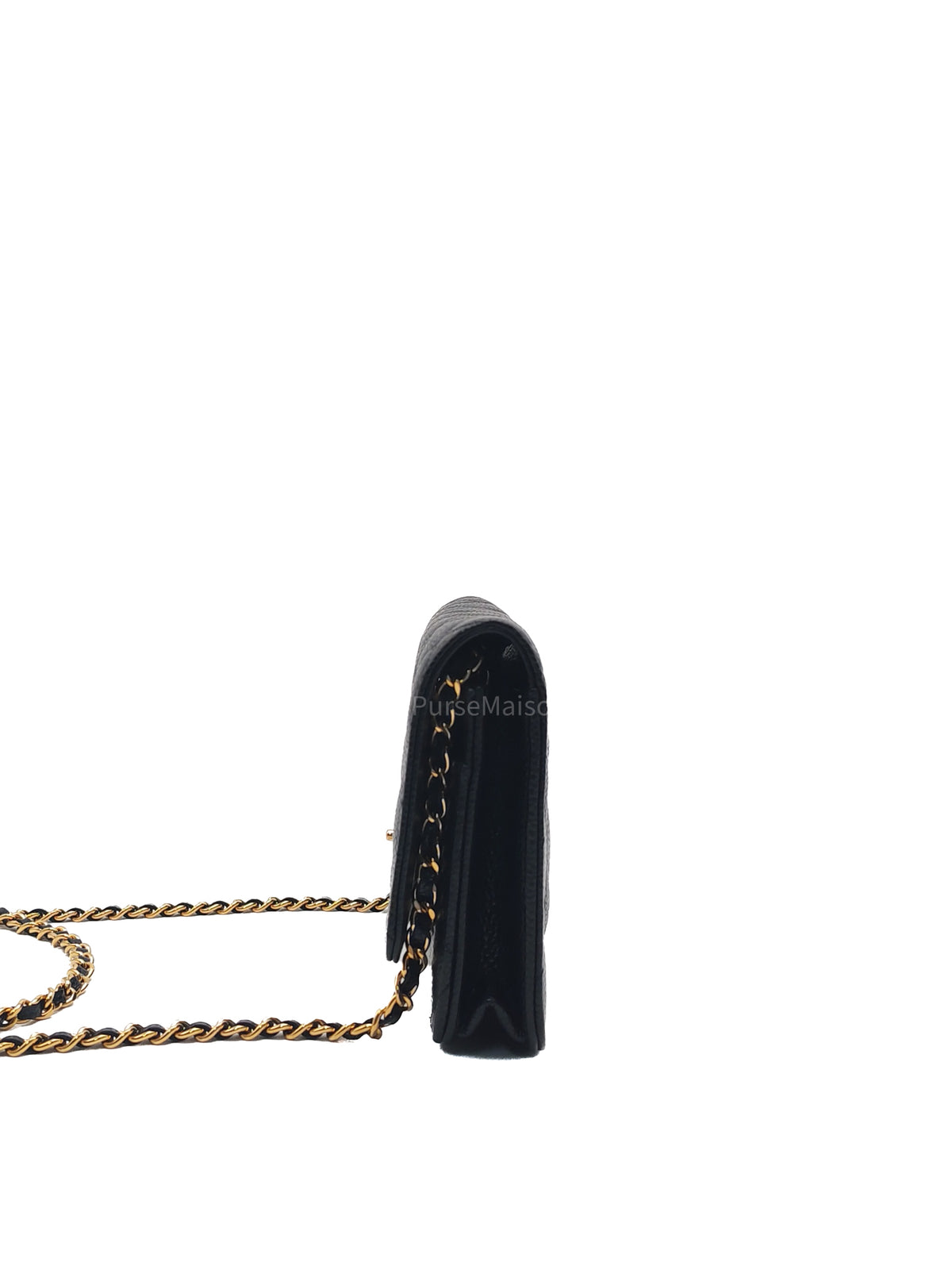 Chanel Turn Lock Wallet On Chain (WOC) in Black Caviar Leather Gold Hardware (Microchip) | Purse Maison Luxury Bags Shop