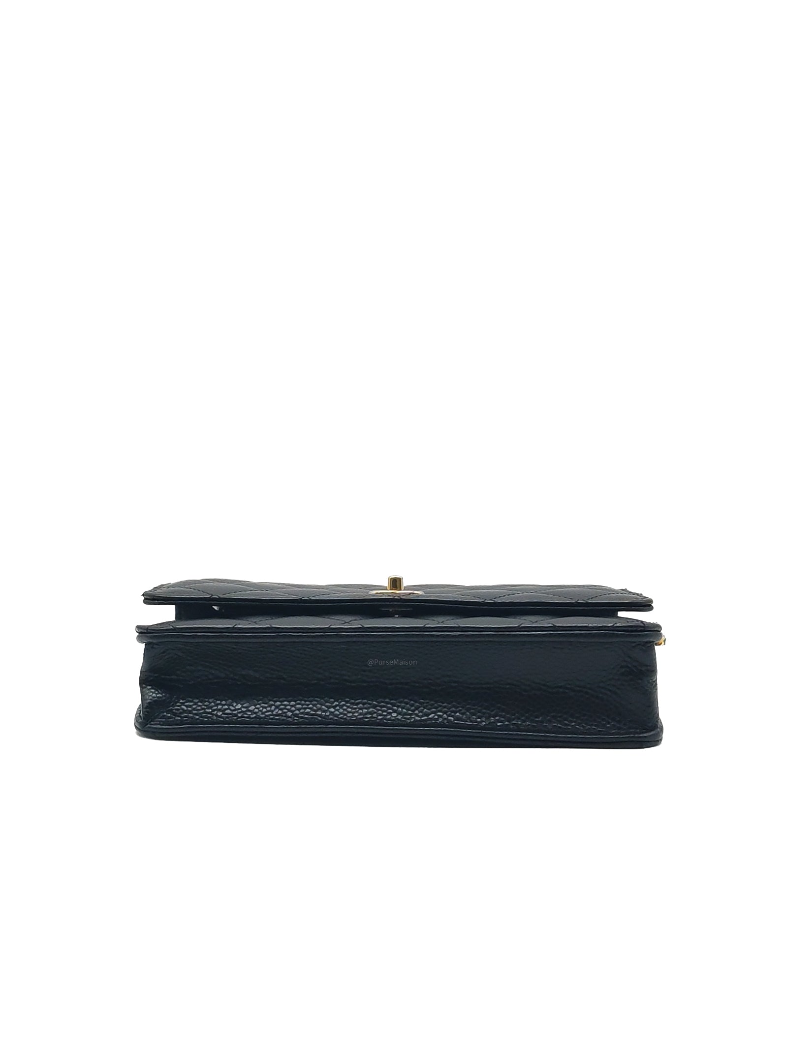 Chanel Turn Lock Wallet on Chain (WOC) in Black Caviar Leather Gold Hardware (Microchip) | Purse Maison Luxury Bags Shop