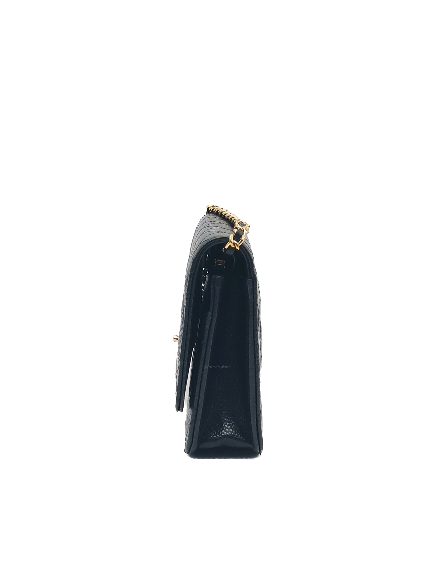 Chanel Turn Lock Wallet on Chain (WOC) in Black Caviar Leather Gold Hardware (Microchip) | Purse Maison Luxury Bags Shop