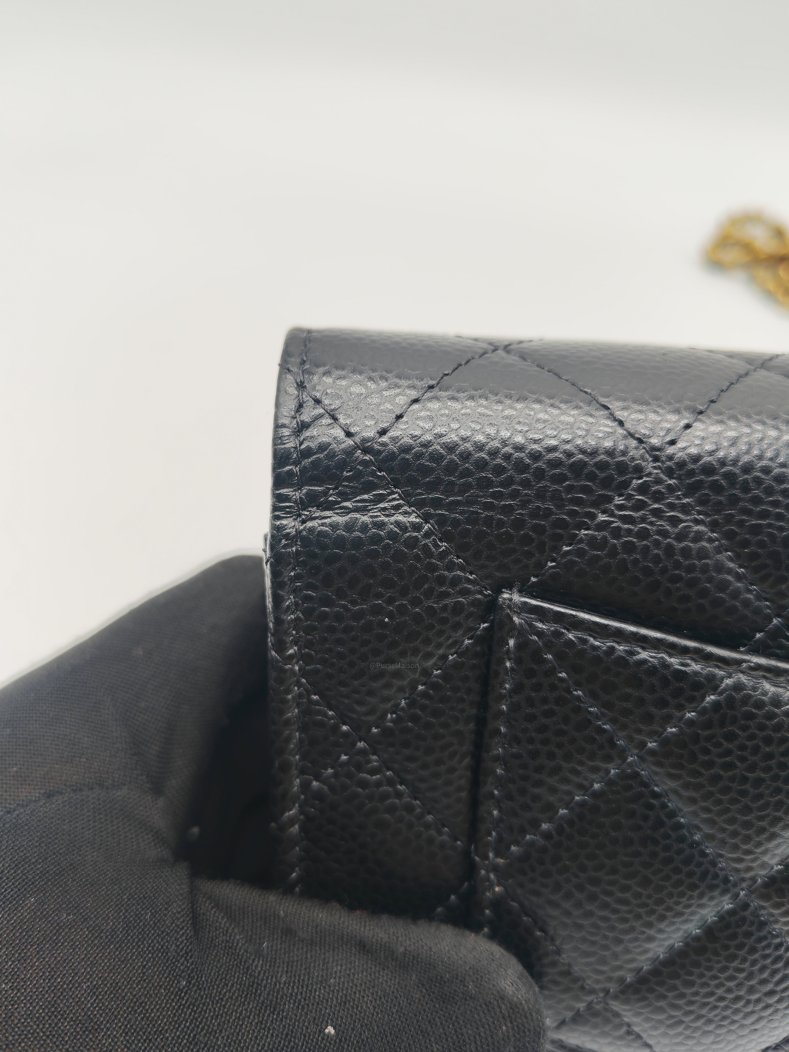 Chanel Turn Lock Wallet on Chain (WOC) in Black Caviar Leather Gold Hardware (Microchip) | Purse Maison Luxury Bags Shop
