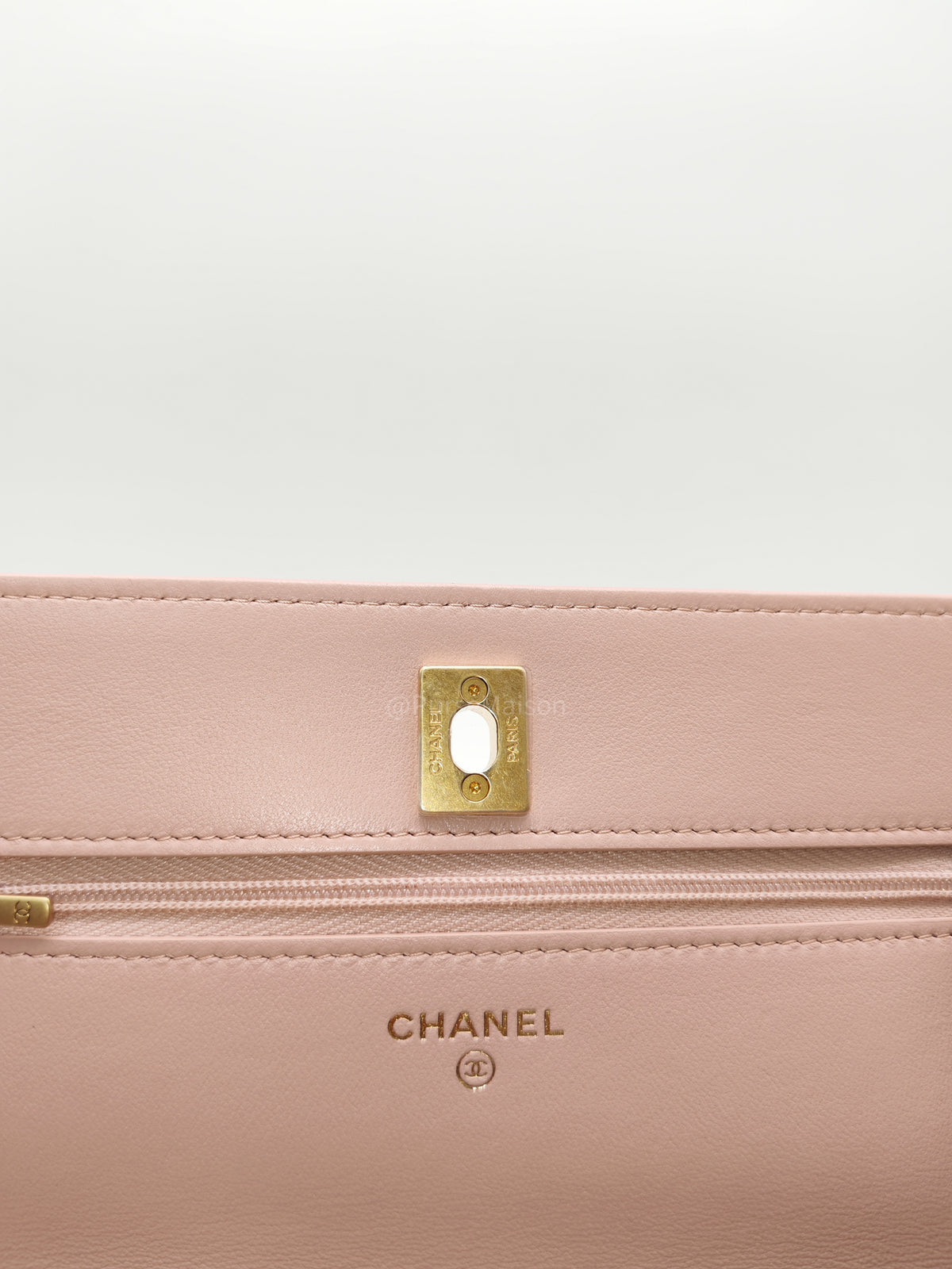 Chanel Turning Lock & Adjustable Chain Strap Wallet On Chain in Sakura Pink Lambskin Leather Aged Gold Hardware (Microchip) | Purse Maison Luxury Bags Shop