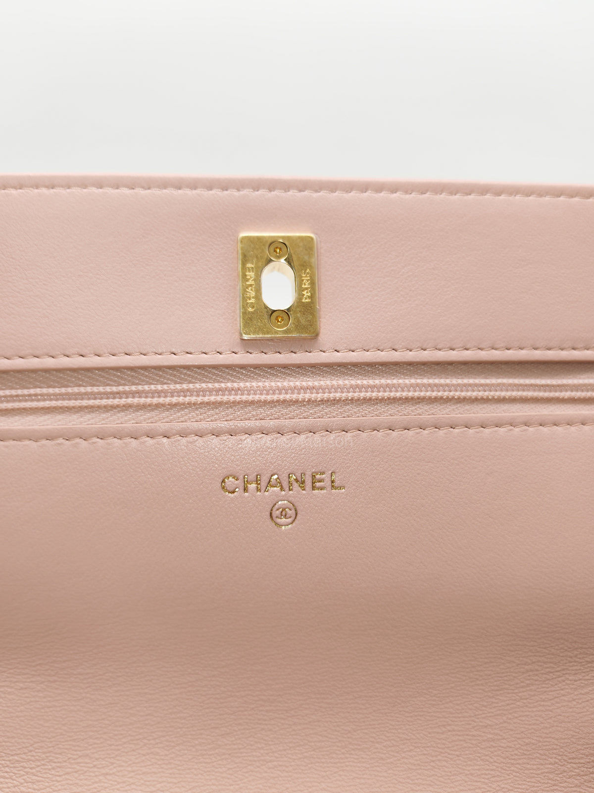 Chanel Turning Lock & Adjustable Chain Strap Wallet On Chain in Sakura Pink Lambskin Leather Aged Gold Hardware (Microchip) | Purse Maison Luxury Bags Shop