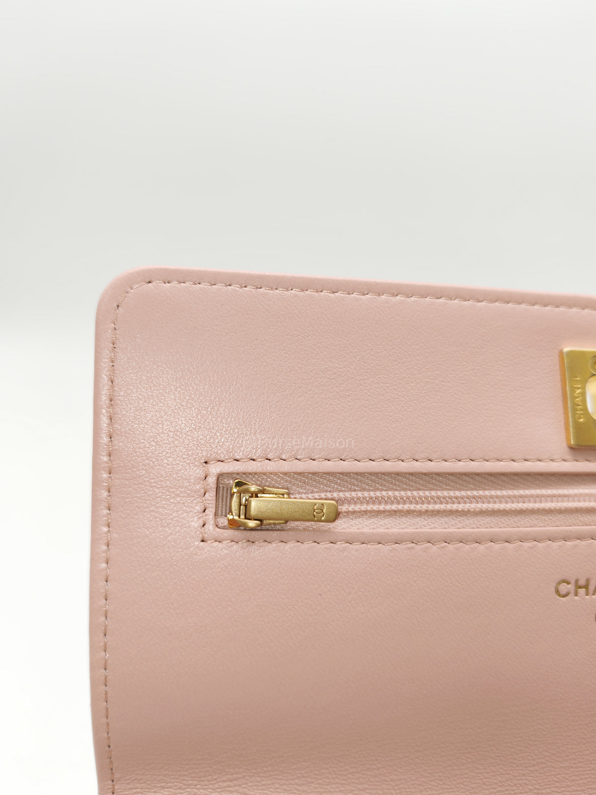 Chanel Turning Lock & Adjustable Chain Strap Wallet On Chain in Sakura Pink Lambskin Leather Aged Gold Hardware (Microchip) | Purse Maison Luxury Bags Shop