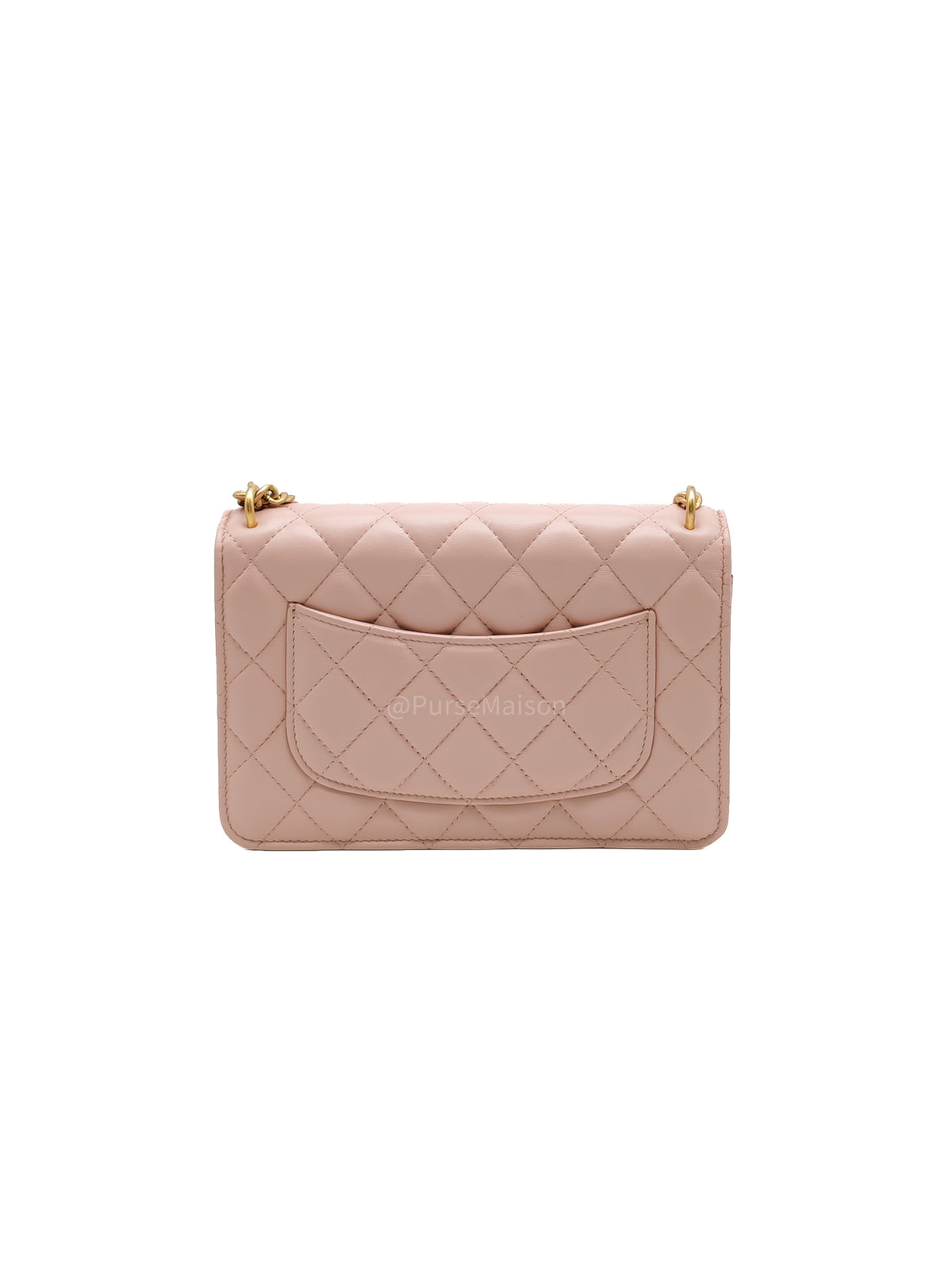 Chanel Turning Lock & Adjustable Chain Strap Wallet On Chain in Sakura Pink Lambskin Leather Aged Gold Hardware (Microchip) | Purse Maison Luxury Bags Shop