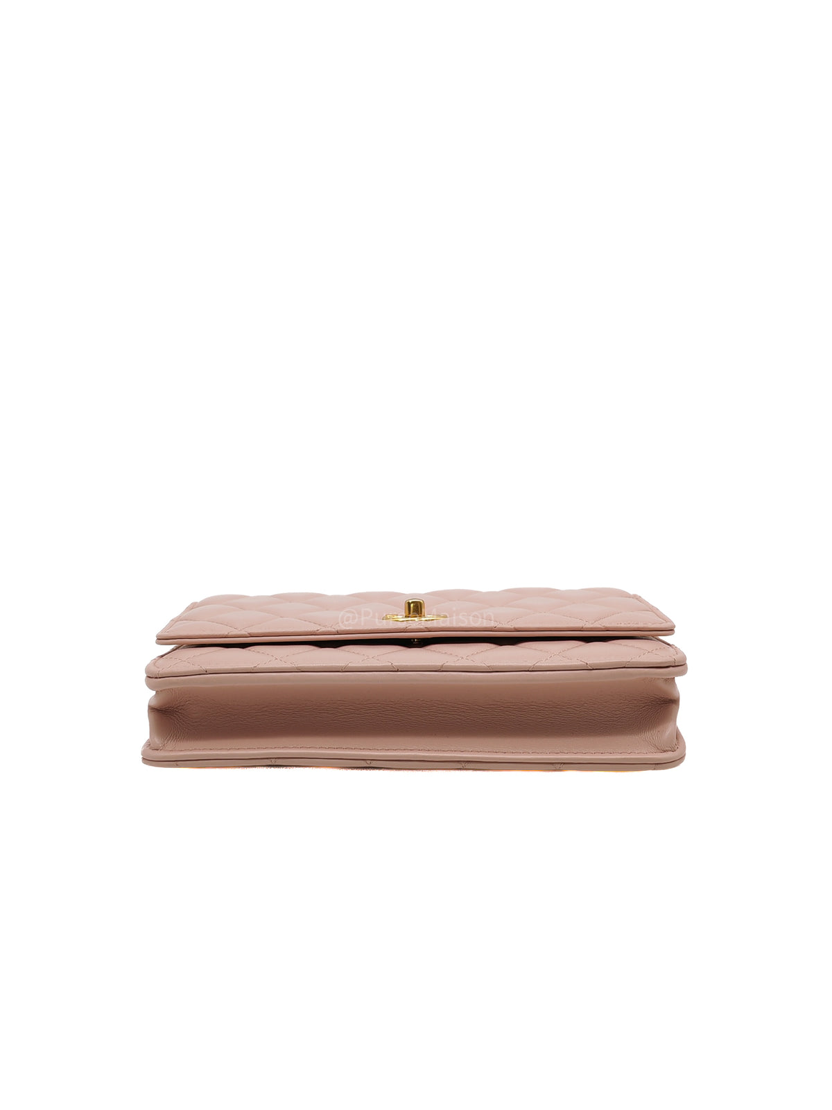 Chanel Turning Lock & Adjustable Chain Strap Wallet On Chain in Sakura Pink Lambskin Leather Aged Gold Hardware (Microchip) | Purse Maison Luxury Bags Shop