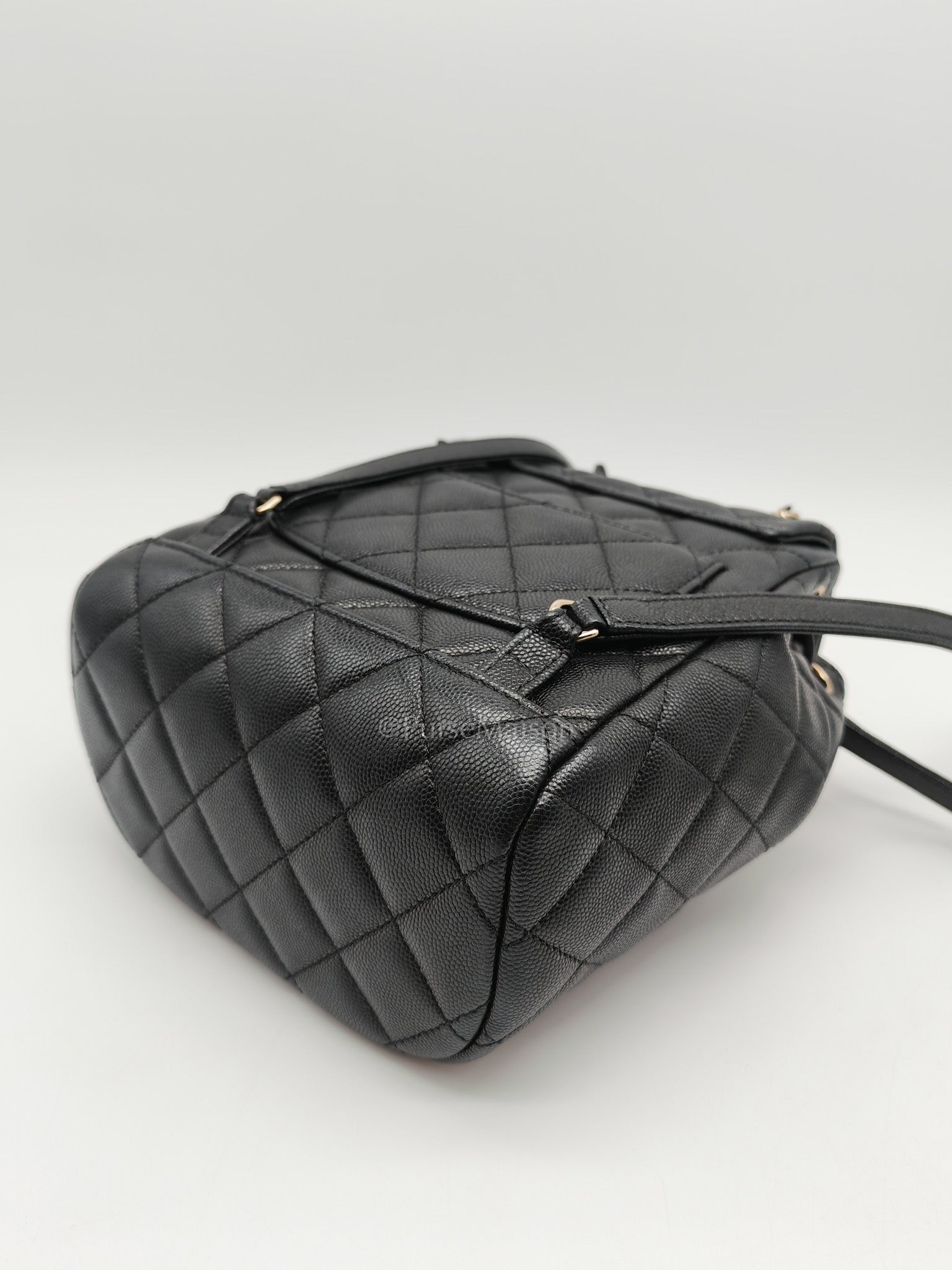 Urban Spirit Backpack Mini in Black Quilted Caviar Leather & Light Gold Hardware Microchip | Purse Maison Luxury Bags Shop