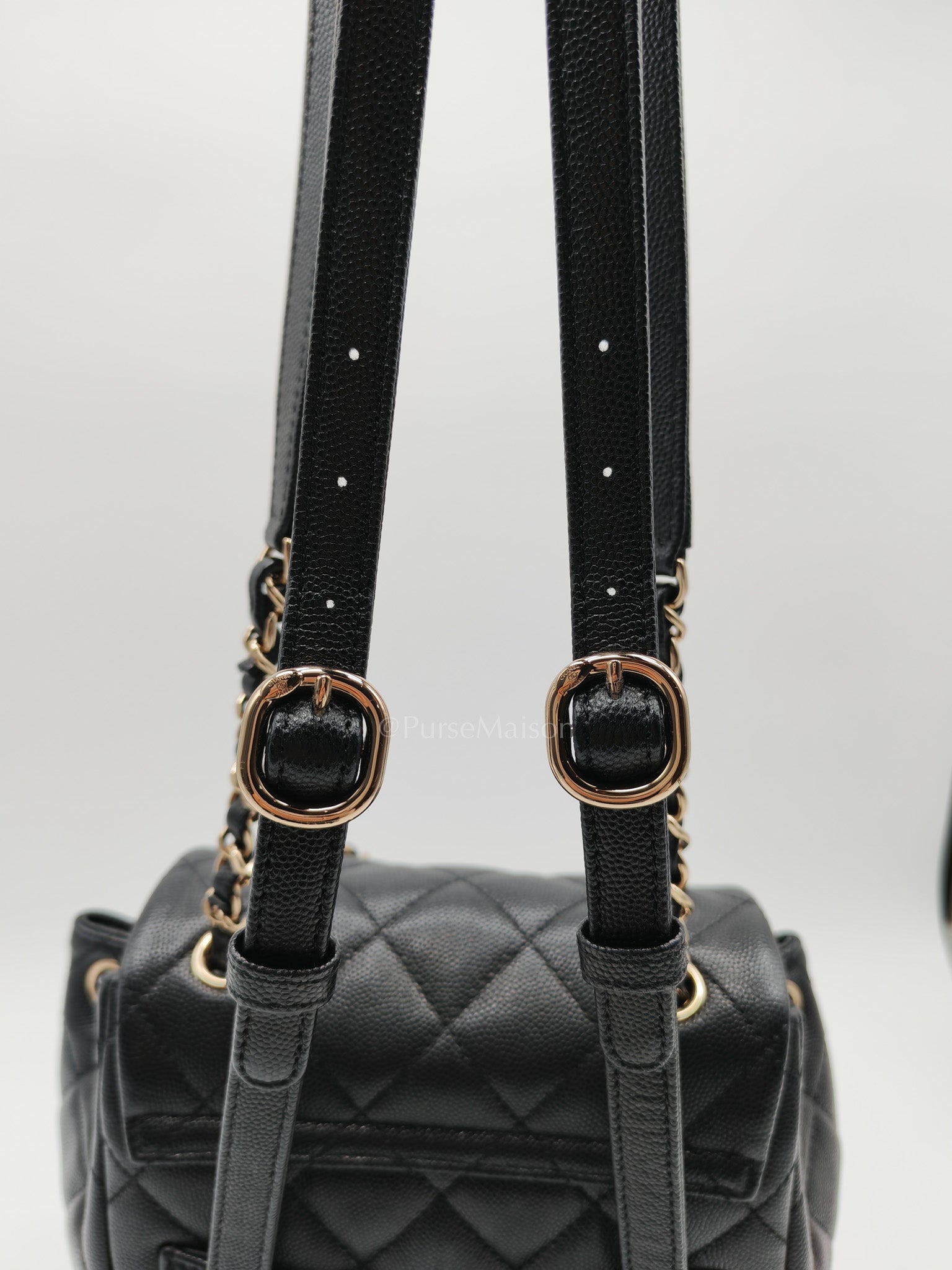Urban Spirit Backpack Mini in Black Quilted Caviar Leather & Light Gold Hardware Microchip | Purse Maison Luxury Bags Shop