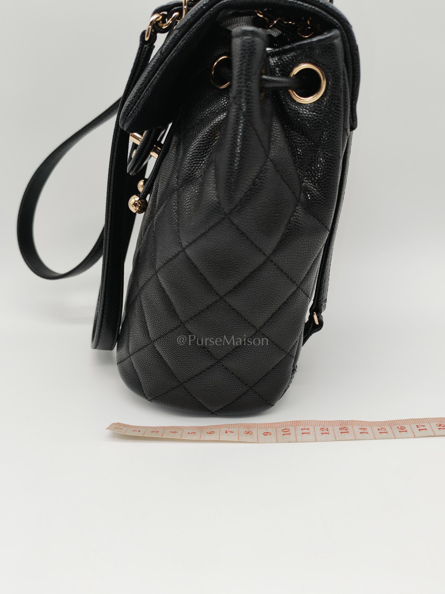 Urban Spirit Backpack Mini in Black Quilted Caviar Leather & Light Gold Hardware Microchip | Purse Maison Luxury Bags Shop