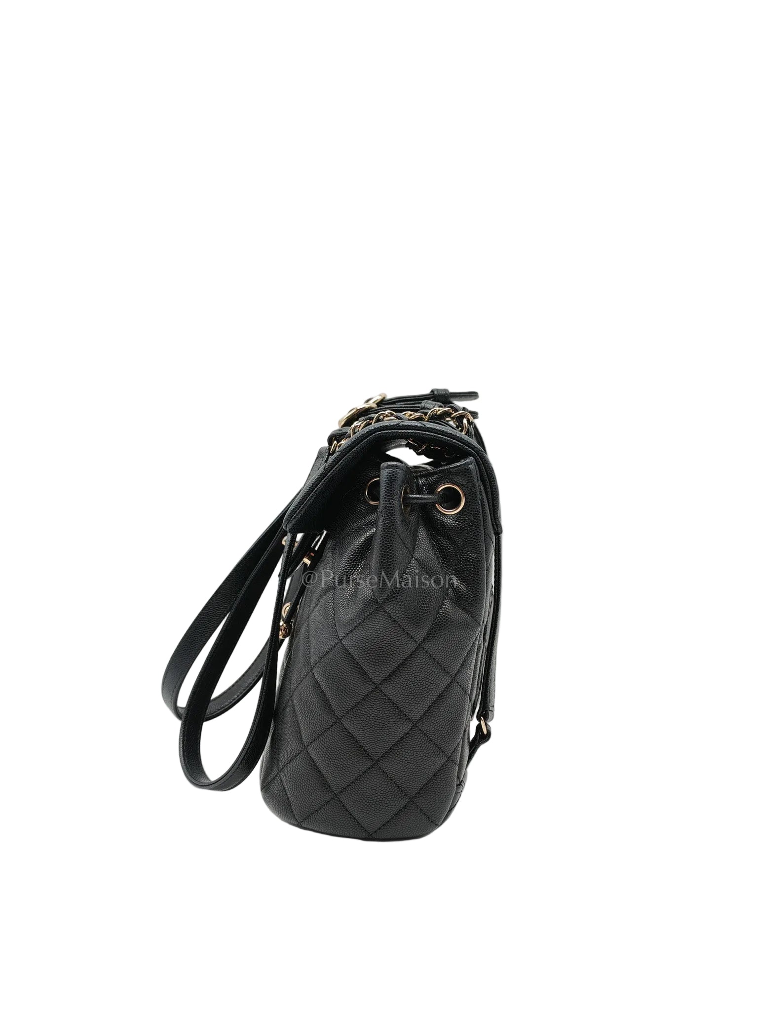 Urban Spirit Backpack Mini in Black Quilted Caviar Leather & Light Gold Hardware Microchip | Purse Maison Luxury Bags Shop