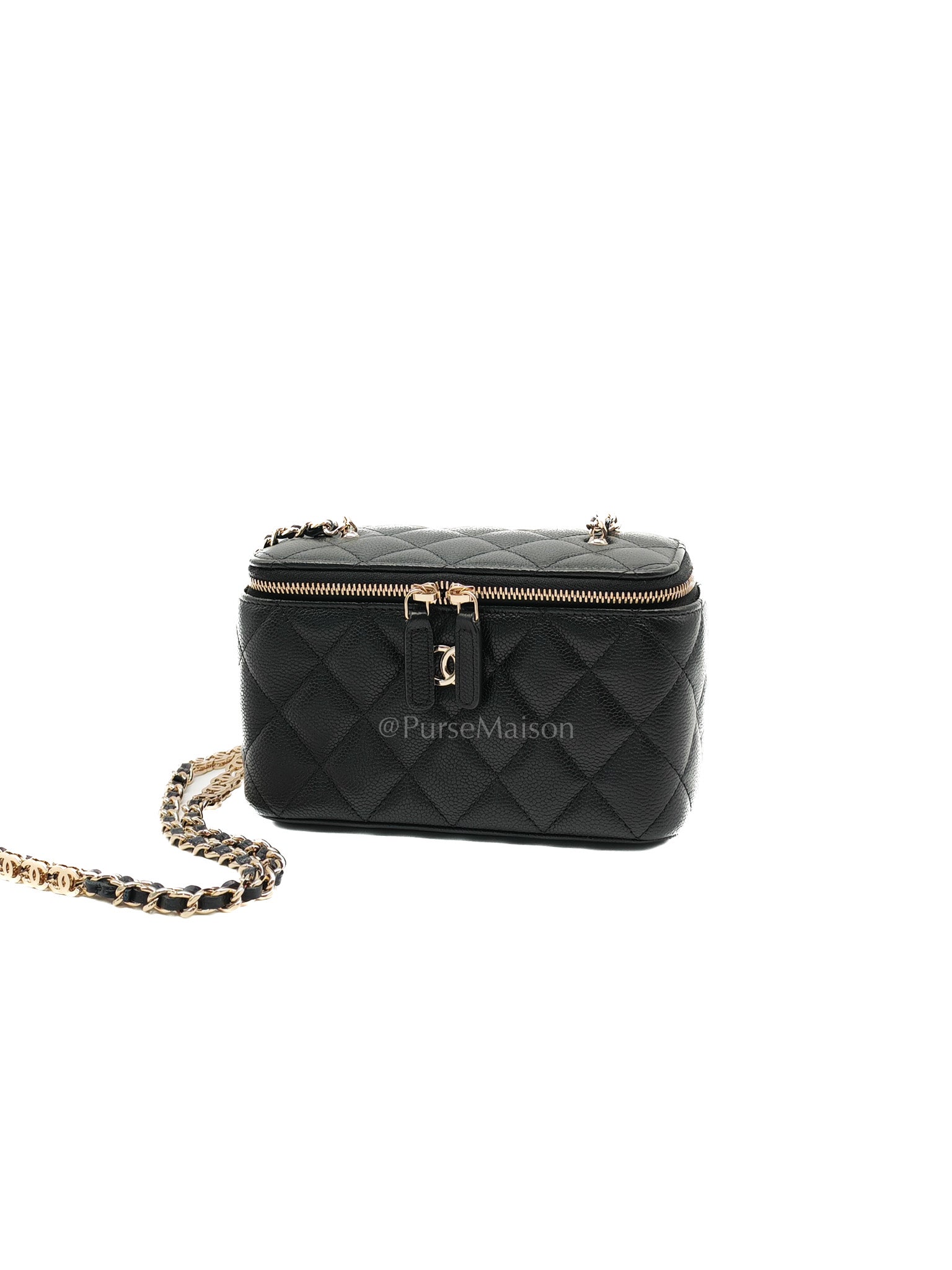Vanity Case Small in Black Caviar Leather Light Gold Hardware (Series 31) | Purse Maison Luxury Bags Shop