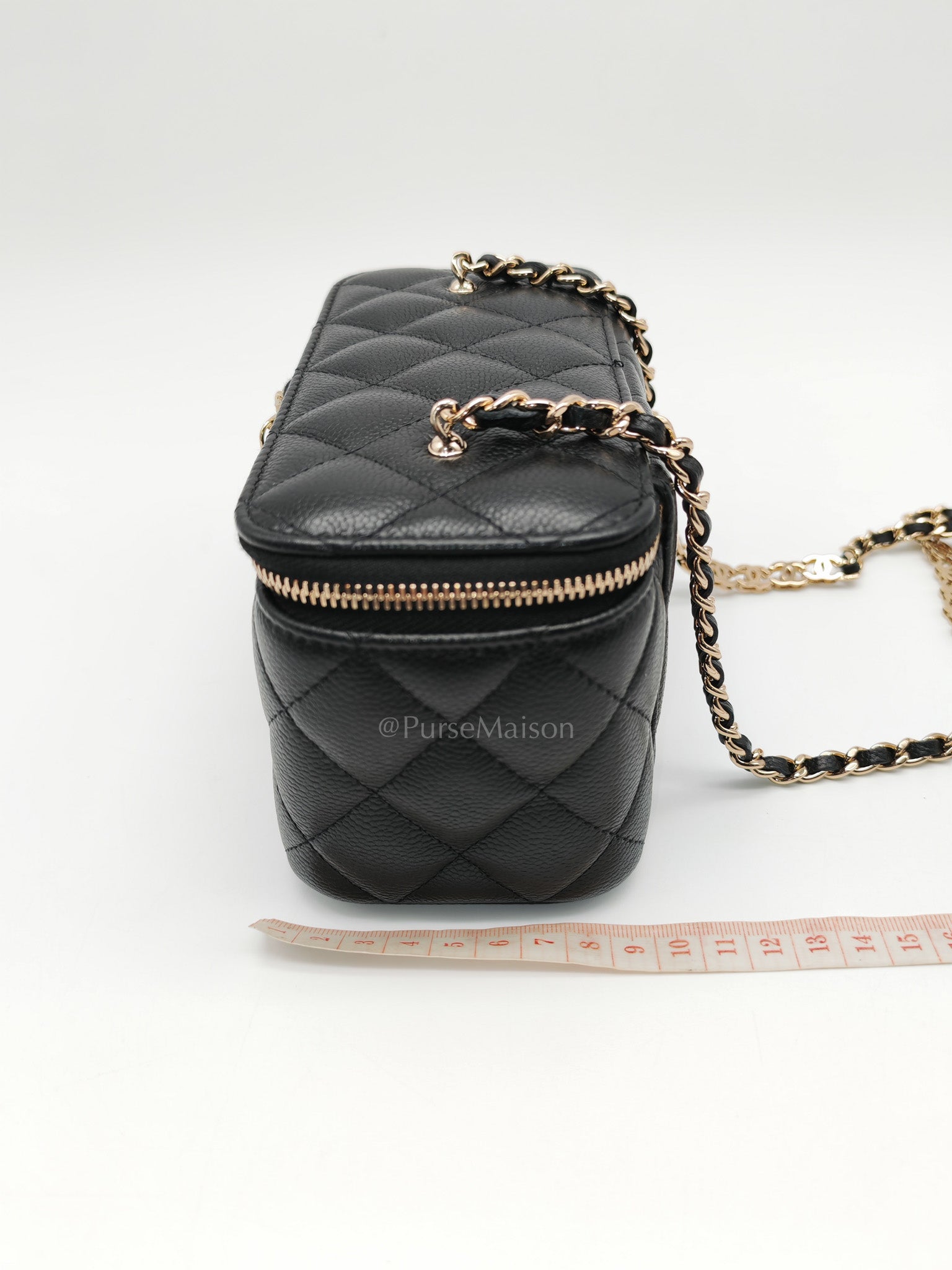 Vanity Case Small in Black Caviar Leather Light Gold Hardware (Series 31) | Purse Maison Luxury Bags Shop