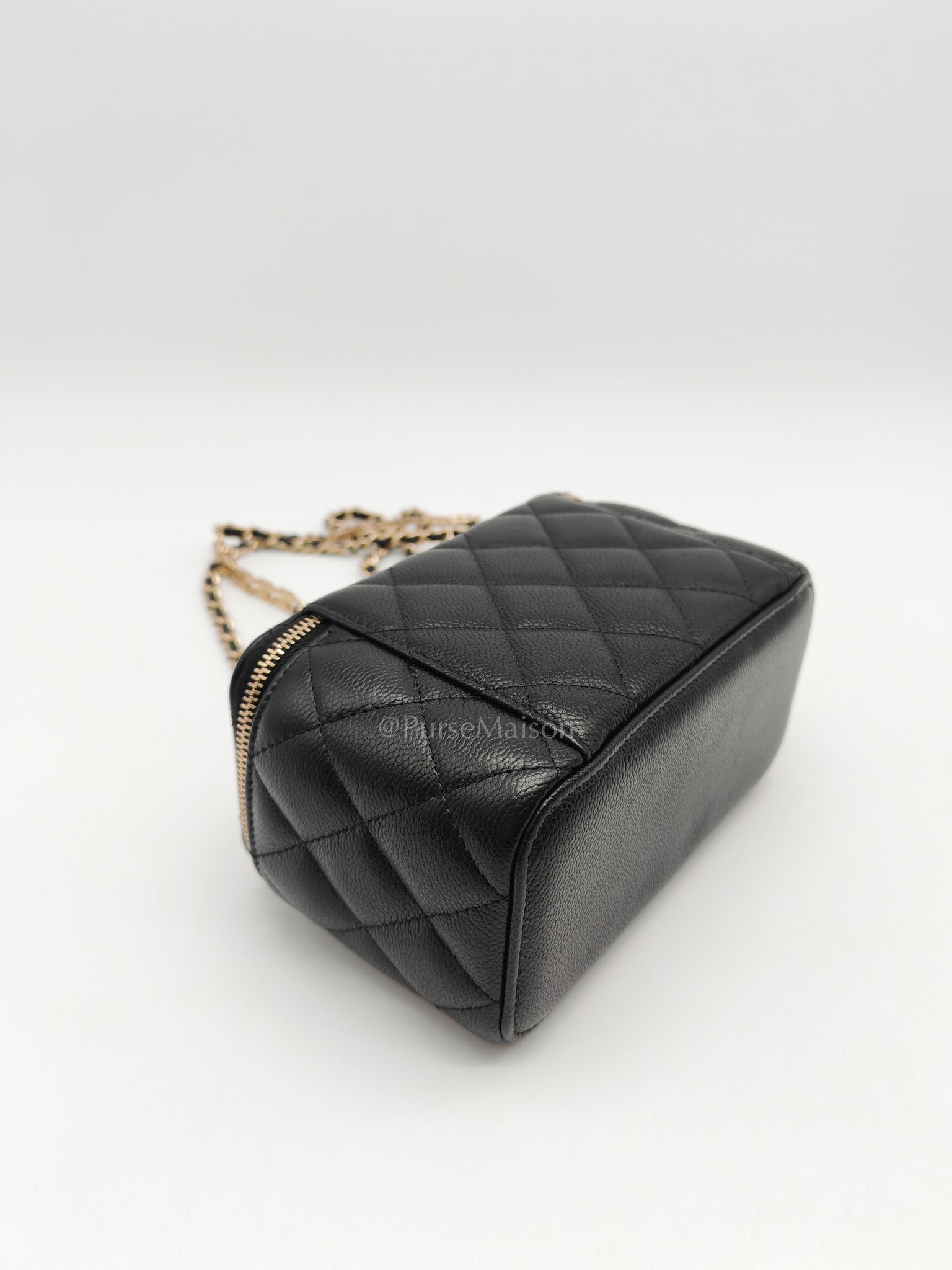 Vanity Case Small in Black Caviar Leather Light Gold Hardware (Series 31) | Purse Maison Luxury Bags Shop