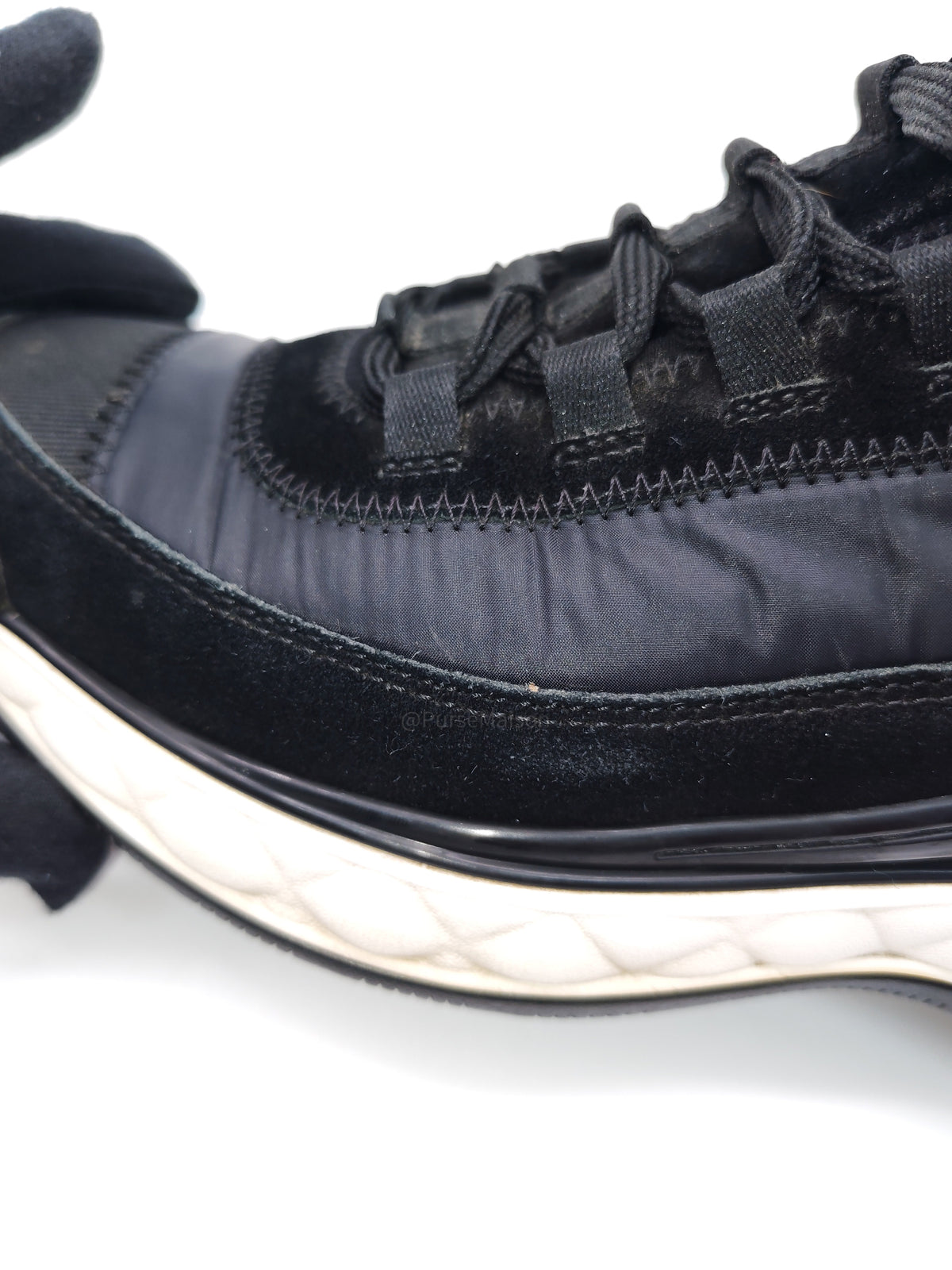 Chanel Velvet Calfskin Mixed Fibers CC Running Sneakers Size 37.5 EU (23.5 cm) | Purse Maison Luxury Bags Shop