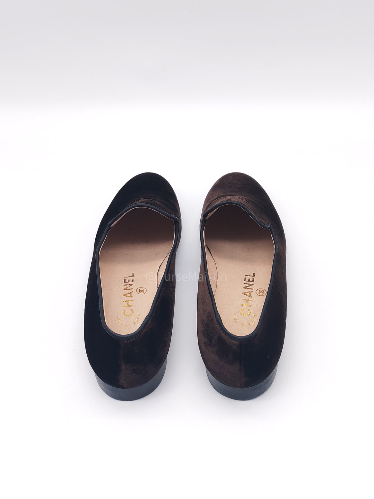 Chanel Velvet Coco Mark Opera Loafers in Black Embroidered Interlocking CC Logo Size 36.5 Eu (23.5 cm) | Purse Maison Luxury Bags Shop