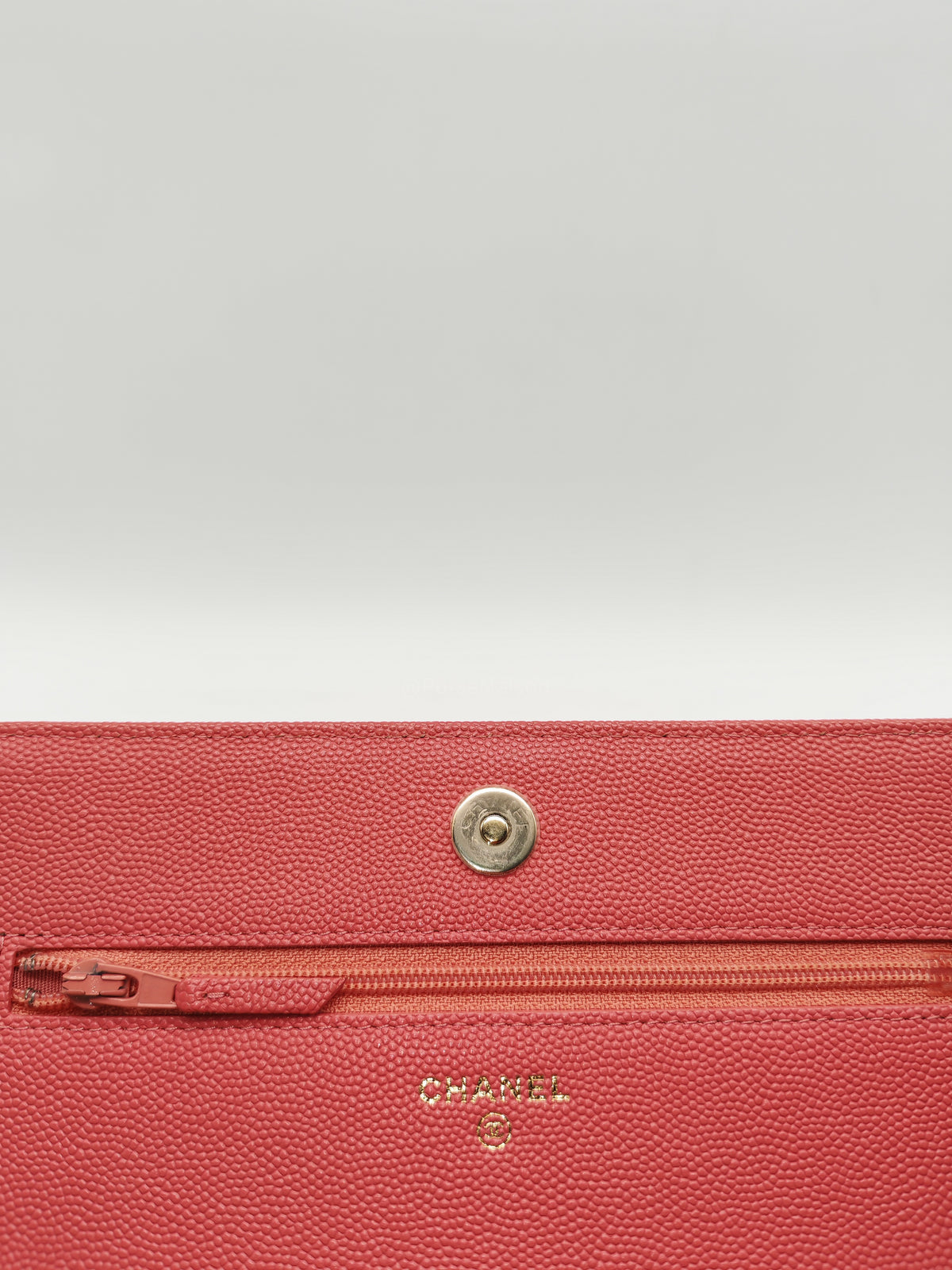 Chanel Vintage Mademoiselle Wallet on Chain in Pink Caviar Quilted Light Gold Hardware (Series 28) | Purse Maison Luxury Bags Shop