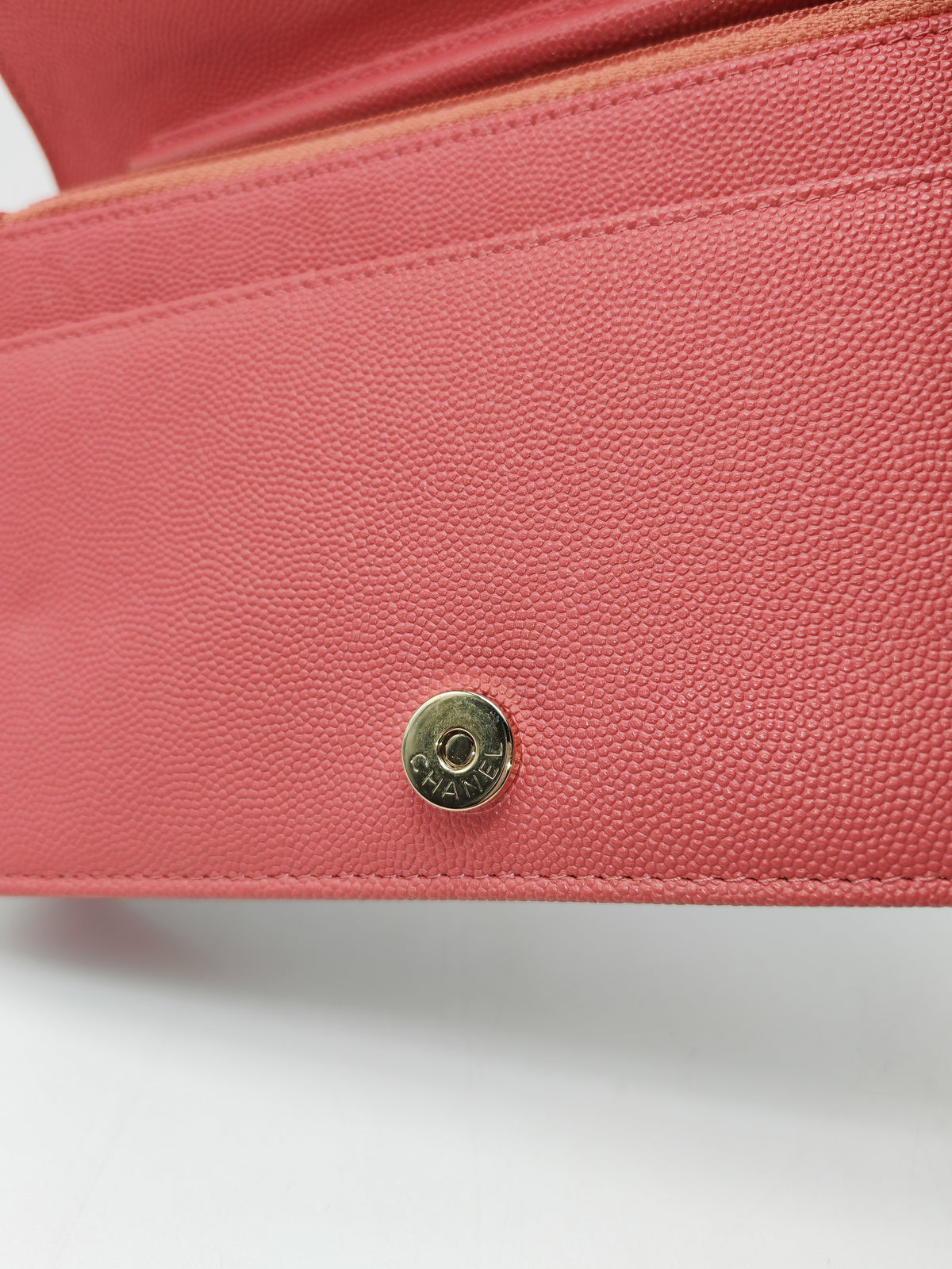 Chanel Vintage Mademoiselle Wallet on Chain in Pink Caviar Quilted Light Gold Hardware (Series 28) | Purse Maison Luxury Bags Shop