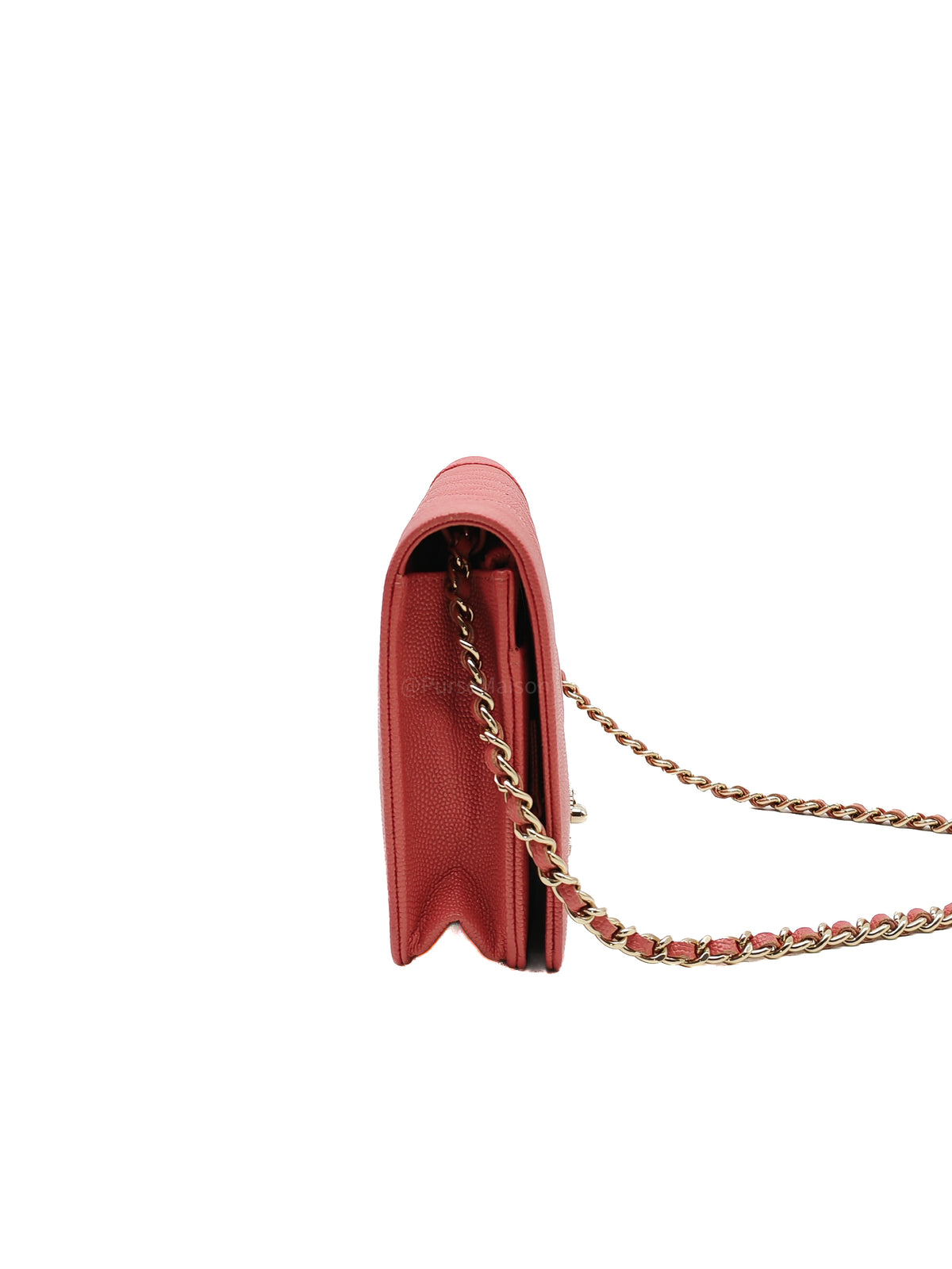 Chanel Vintage Mademoiselle Wallet on Chain in Pink Caviar Quilted Light Gold Hardware (Series 28) | Purse Maison Luxury Bags Shop