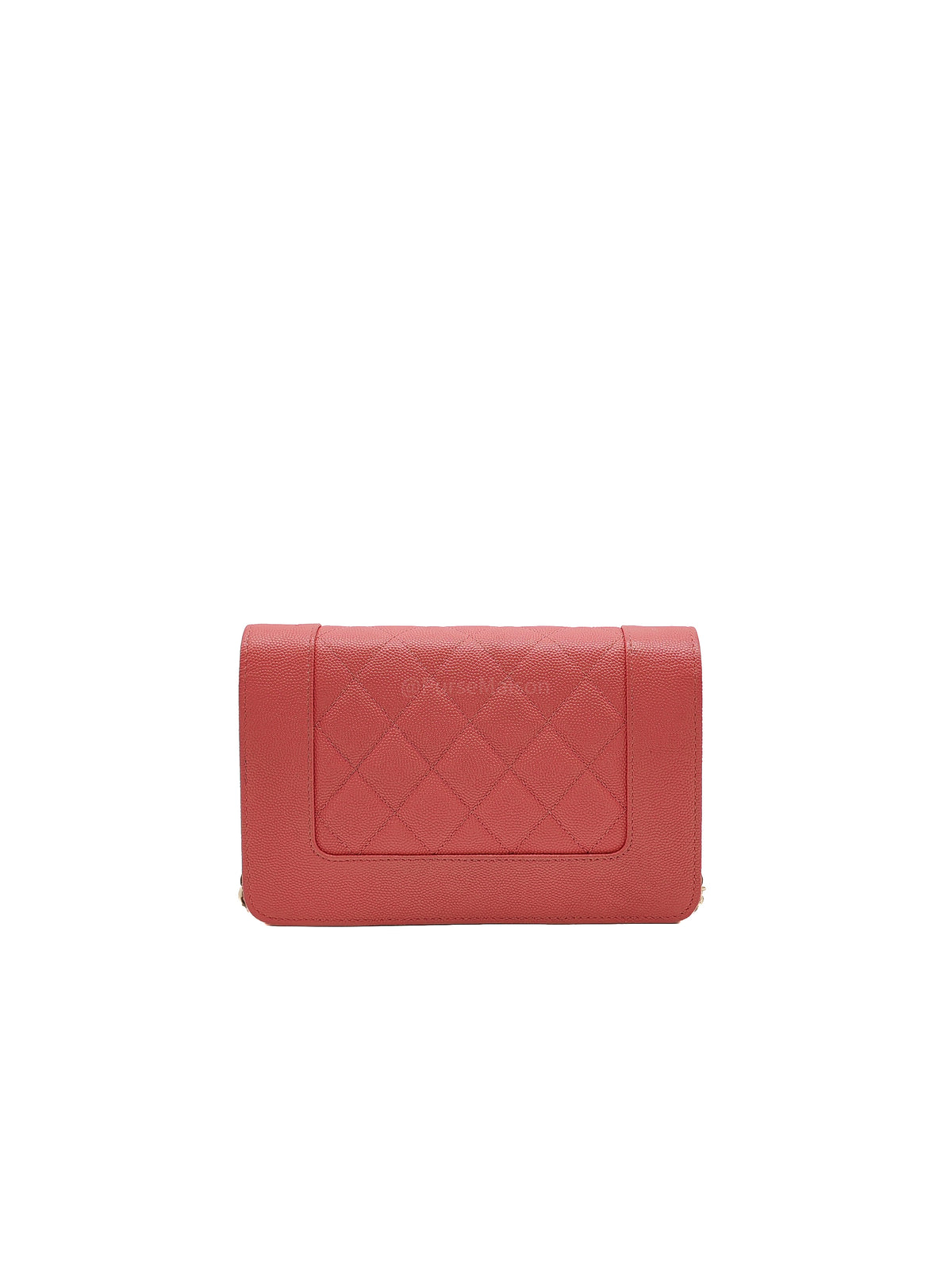 Chanel Vintage Mademoiselle Wallet on Chain in Pink Caviar Quilted Light Gold Hardware (Series 28) | Purse Maison Luxury Bags Shop