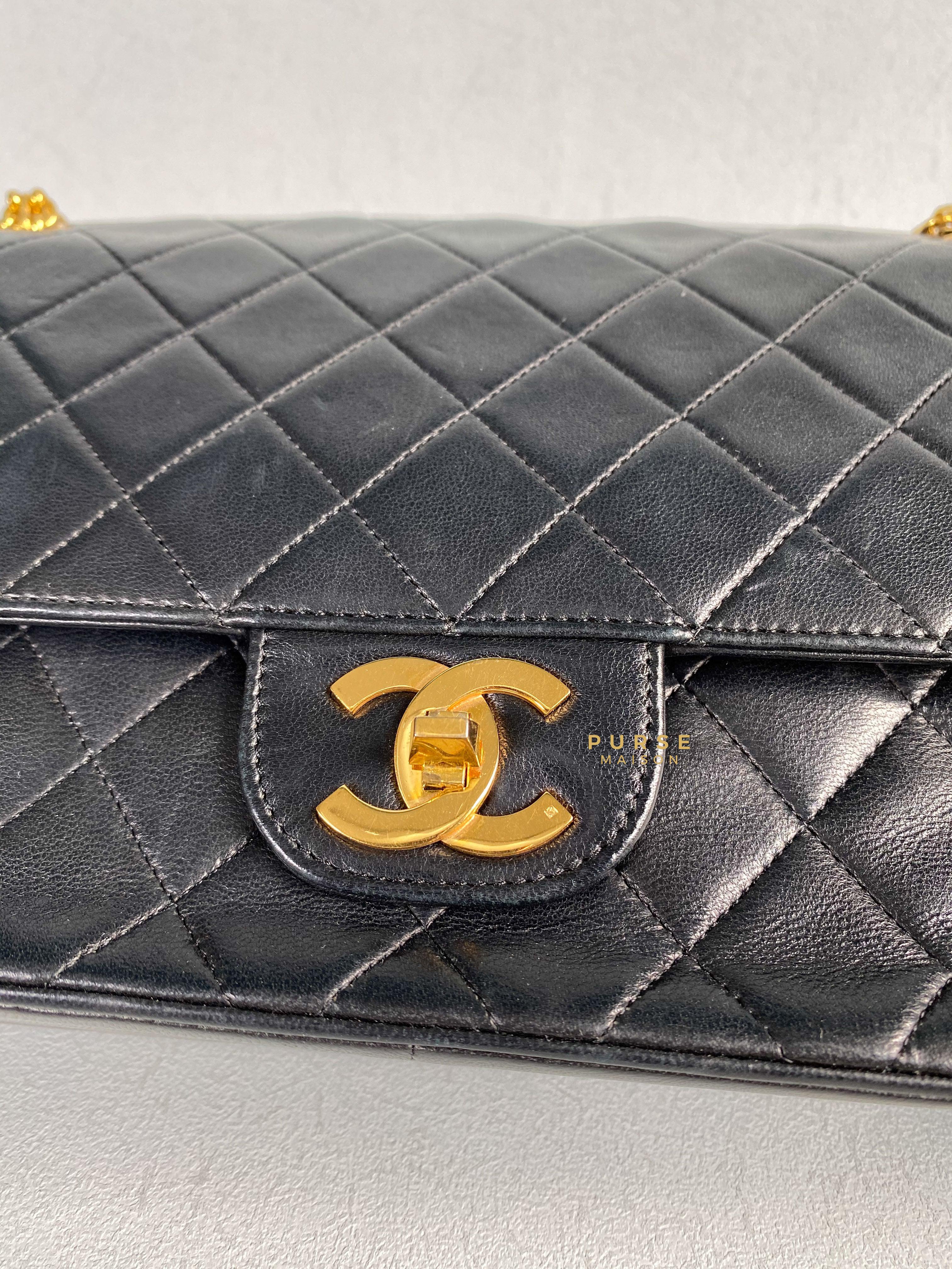 Chanel Vintage Medium Classic Flap in Lambskin Bijoux Chain and 24k Gold Hardware Pre Series 0 | Purse Maison Luxury Bags Shop