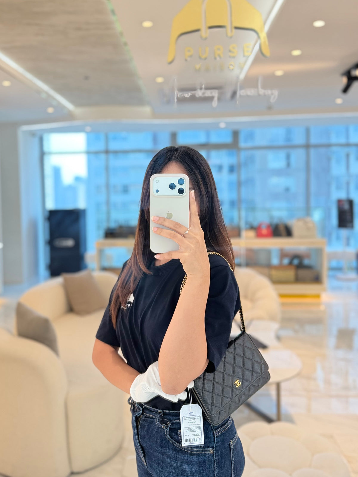 Classic Wallet on Chain in Black Caviar Leather Gold Hardware (Microchip) | Purse Maison Luxury Bags Shop
