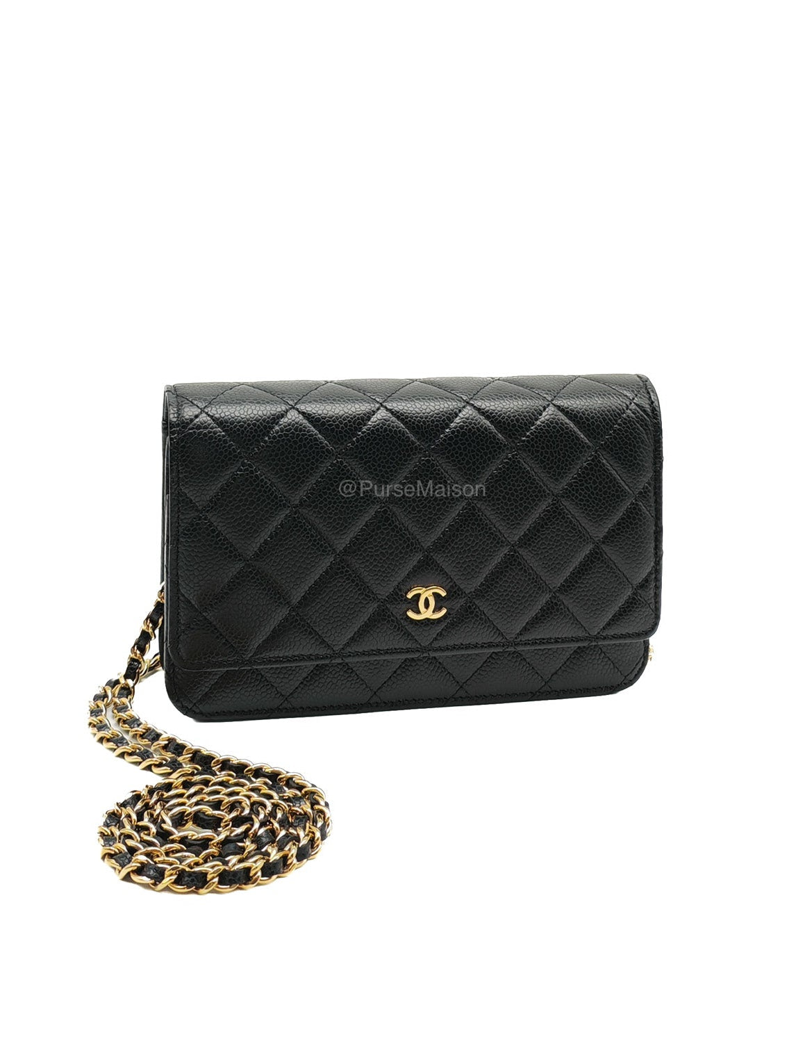 Chanel Wallet on Chain (WOC) in Black Caviar Leather and Gold Hardware (Microchip) | Purse Maison Luxury Bags Shop