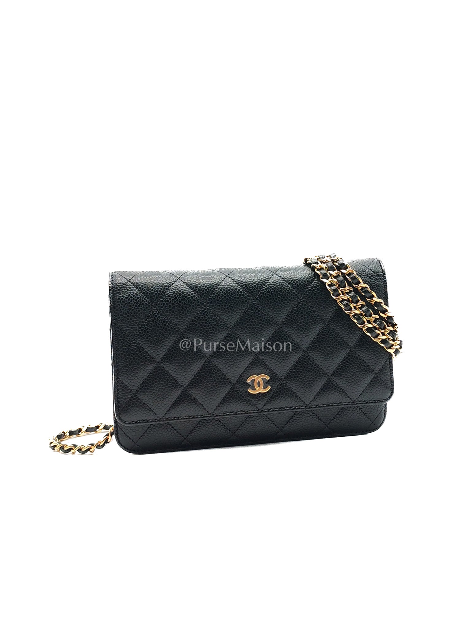Chanel Wallet on Chain (WOC) in Black Caviar Leather and Gold Hardware (Microchip) | Purse Maison Luxury Bags Shop