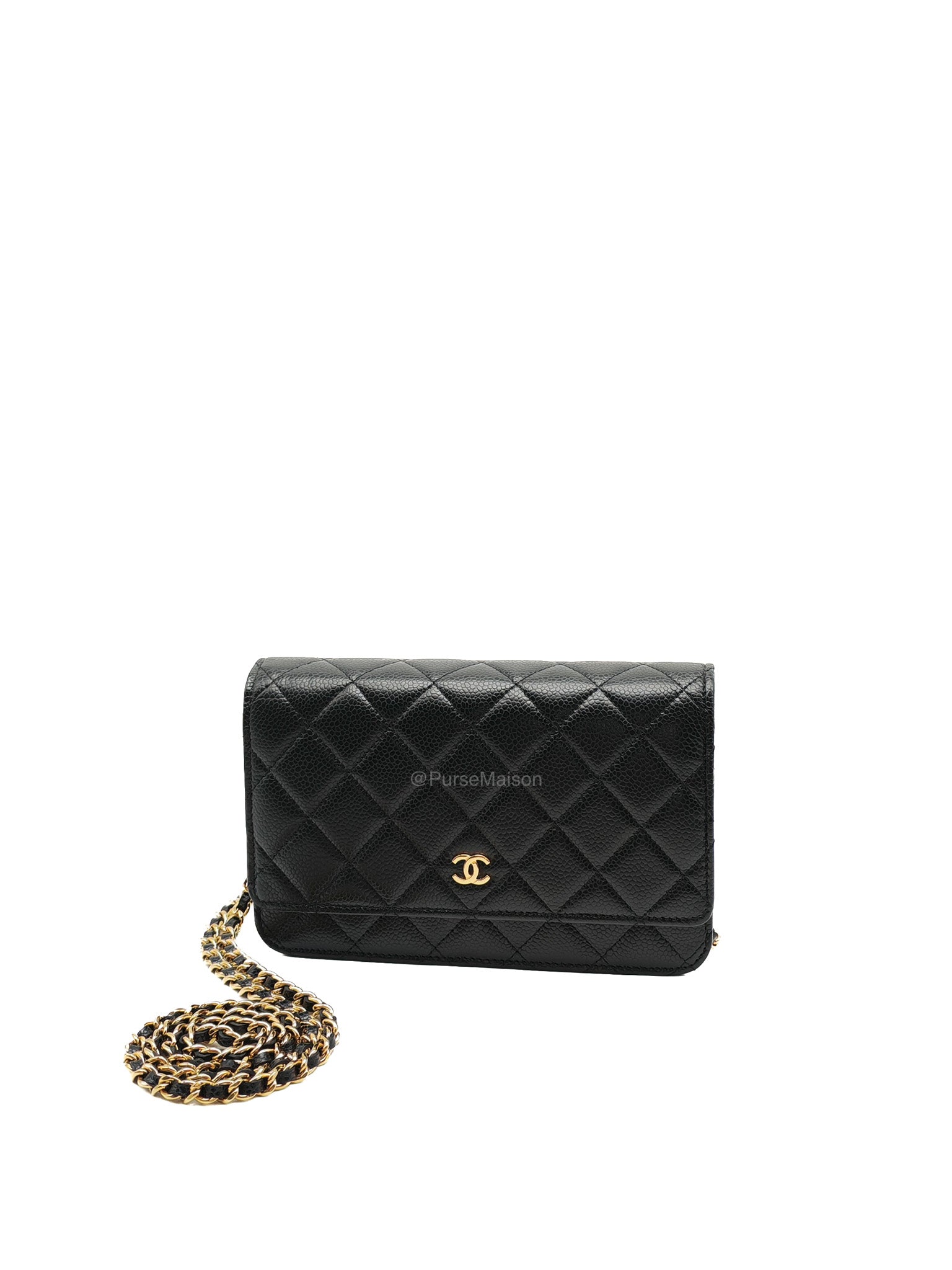 Chanel Wallet on Chain (WOC) in Black Caviar Leather and Gold Hardware (Microchip) | Purse Maison Luxury Bags Shop